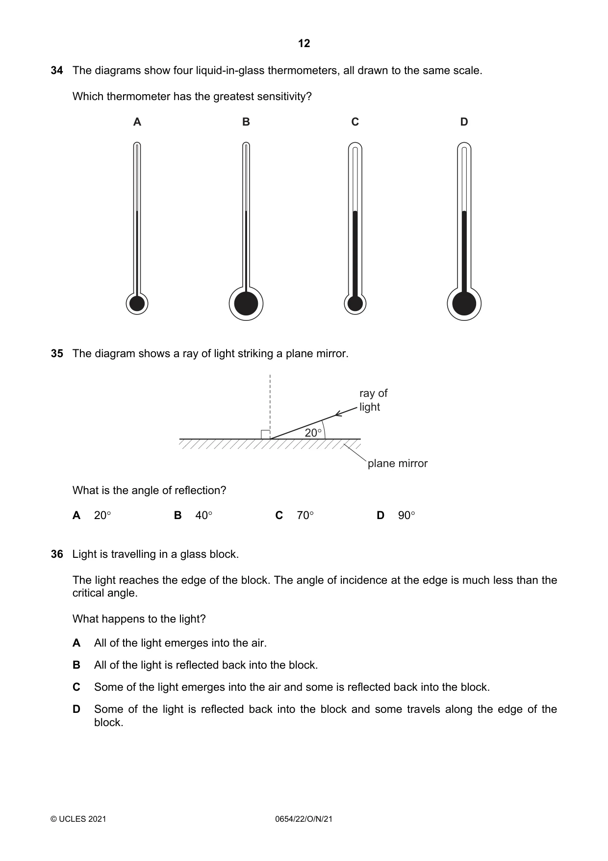 Cambridge IGCSE Sciences - Co-ordinated (Double) 0654 2021 Oct/Nov Paper 2 · Variant 2 question paper, page 12 of 16