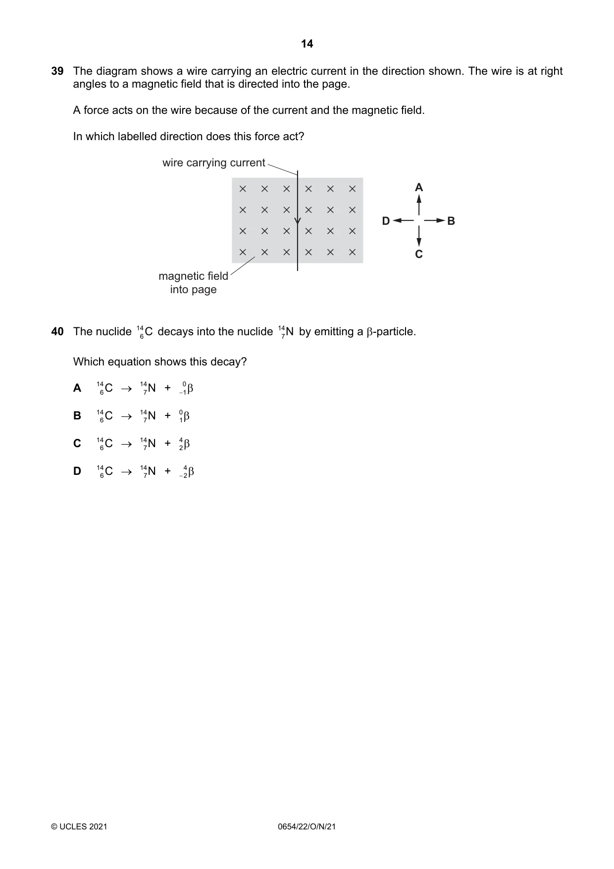Cambridge IGCSE Sciences - Co-ordinated (Double) 0654 2021 Oct/Nov Paper 2 · Variant 2 question paper, page 14 of 16