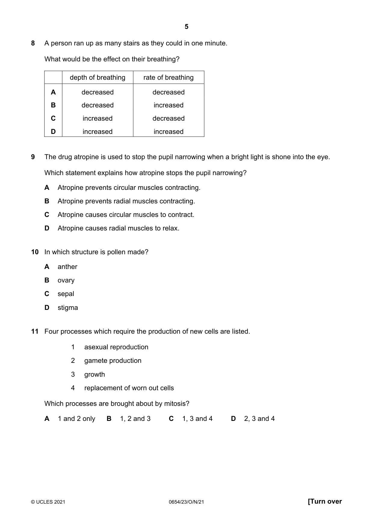 Cambridge IGCSE Sciences - Co-ordinated (Double) 0654 2021 Oct/Nov Paper 2 · Variant 3 question paper, page 5 of 16