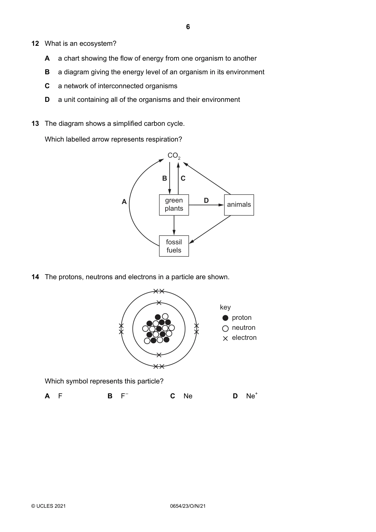 Cambridge IGCSE Sciences - Co-ordinated (Double) 0654 2021 Oct/Nov Paper 2 · Variant 3 question paper, page 6 of 16