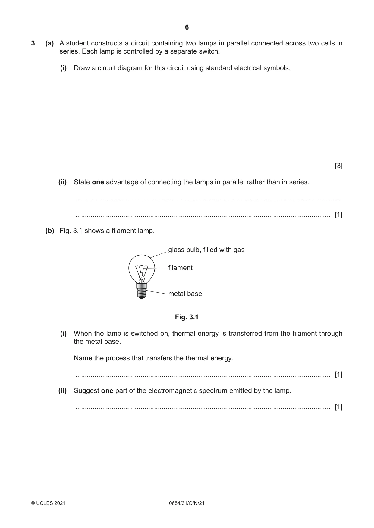 Cambridge IGCSE Sciences - Co-ordinated (Double) 0654 2021 Oct/Nov Paper 3 · Variant 1 question paper, page 6 of 24