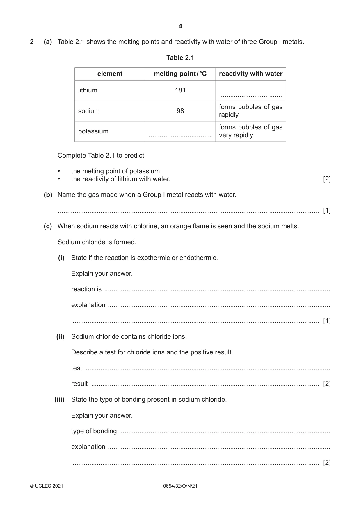 Cambridge IGCSE Sciences - Co-ordinated (Double) 0654 2021 Oct/Nov Paper 3 · Variant 2 question paper, page 4 of 28