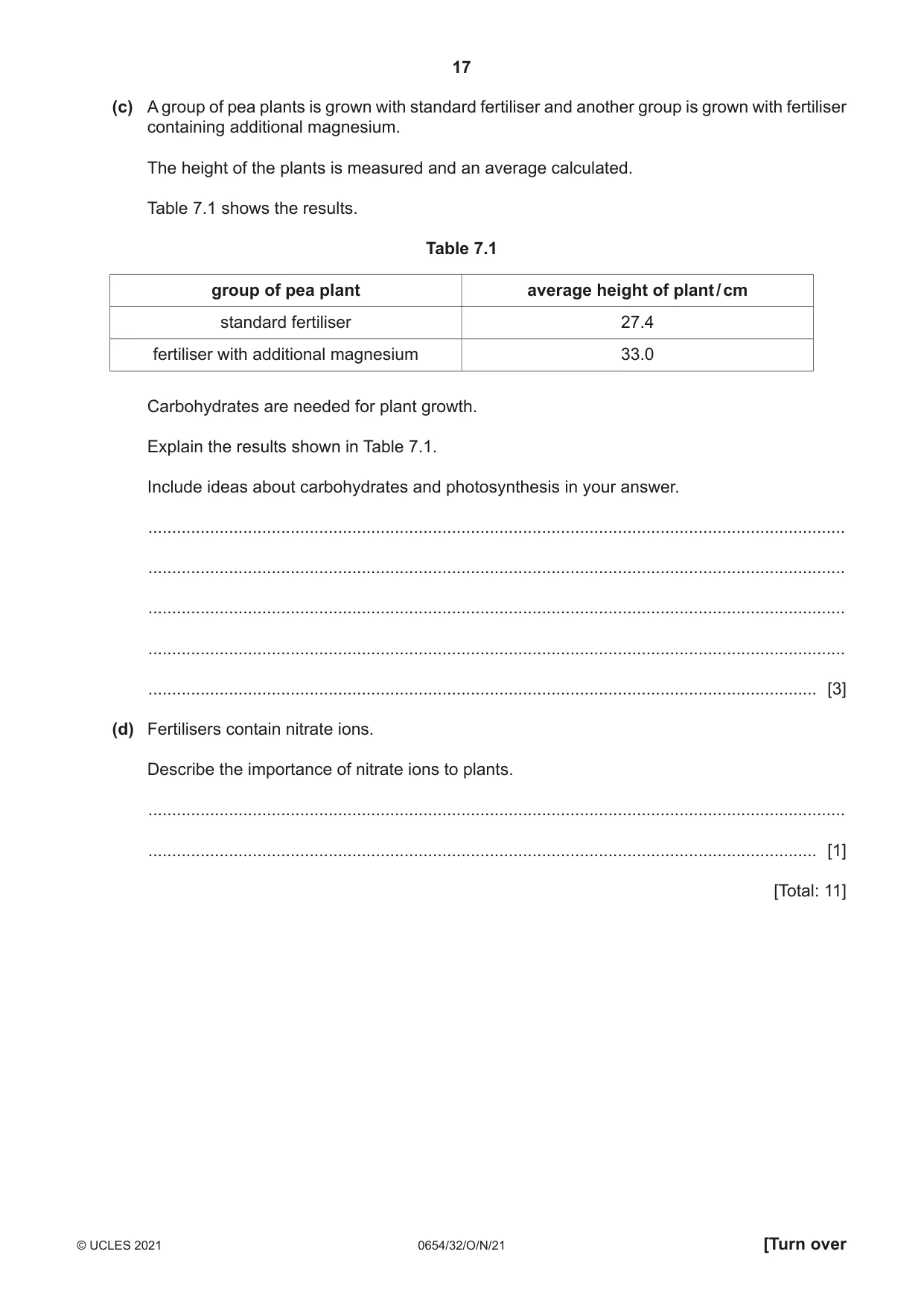 Cambridge IGCSE Sciences - Co-ordinated (Double) 0654 2021 Oct/Nov Paper 3 · Variant 2 question paper, page 17 of 28