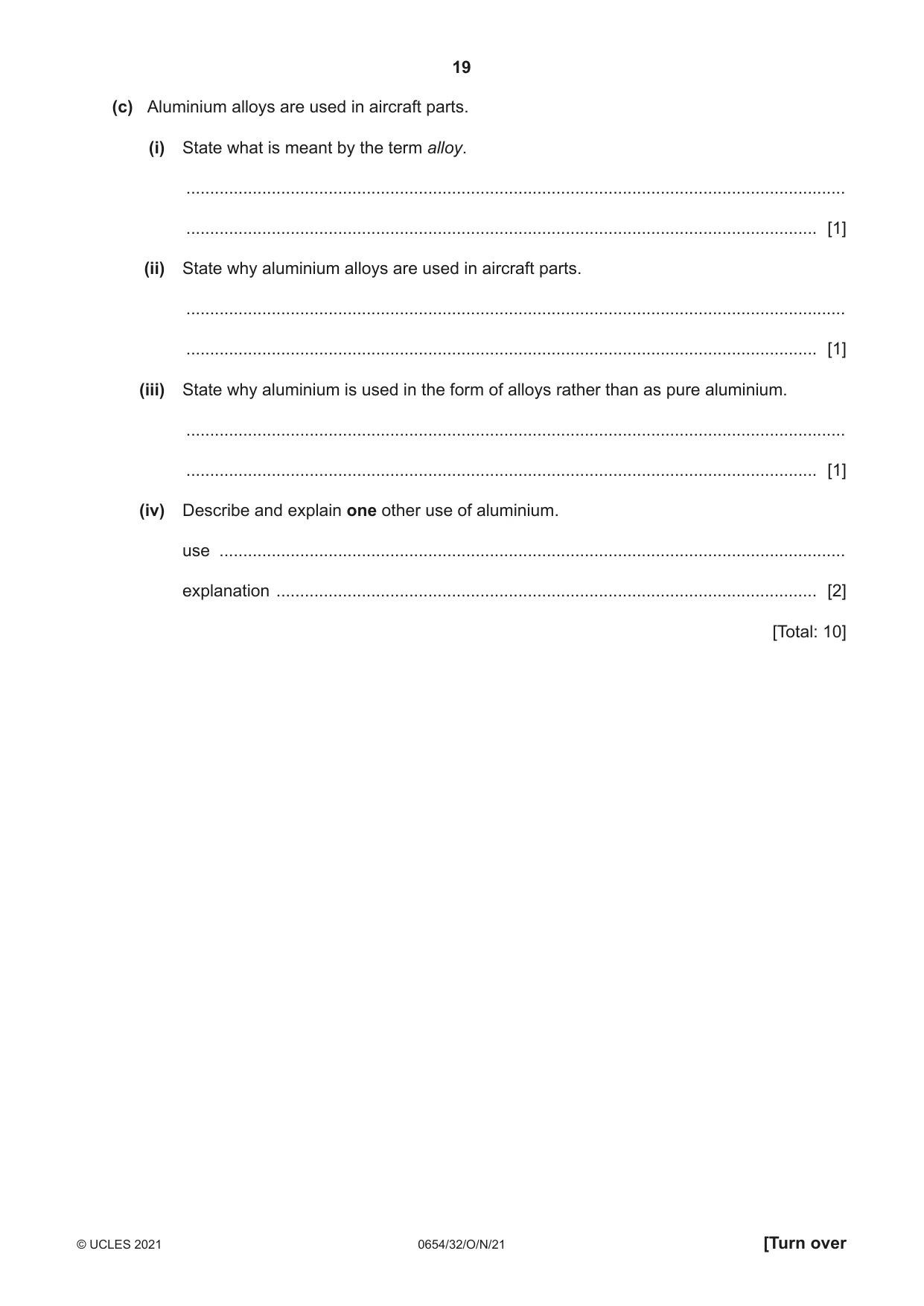 Cambridge IGCSE Sciences - Co-ordinated (Double) 0654 2021 Oct/Nov Paper 3 · Variant 2 question paper, page 19 of 28