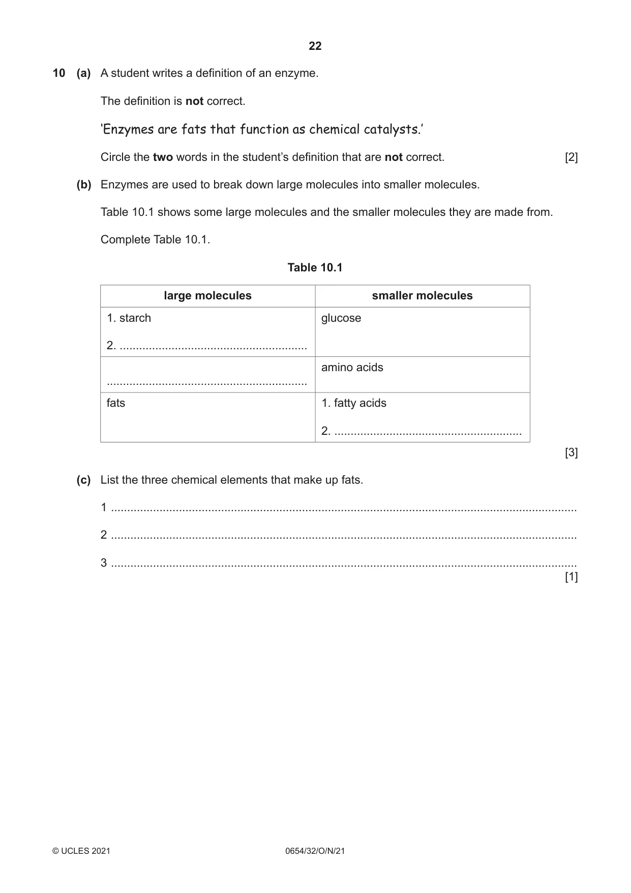 Cambridge IGCSE Sciences - Co-ordinated (Double) 0654 2021 Oct/Nov Paper 3 · Variant 2 question paper, page 22 of 28