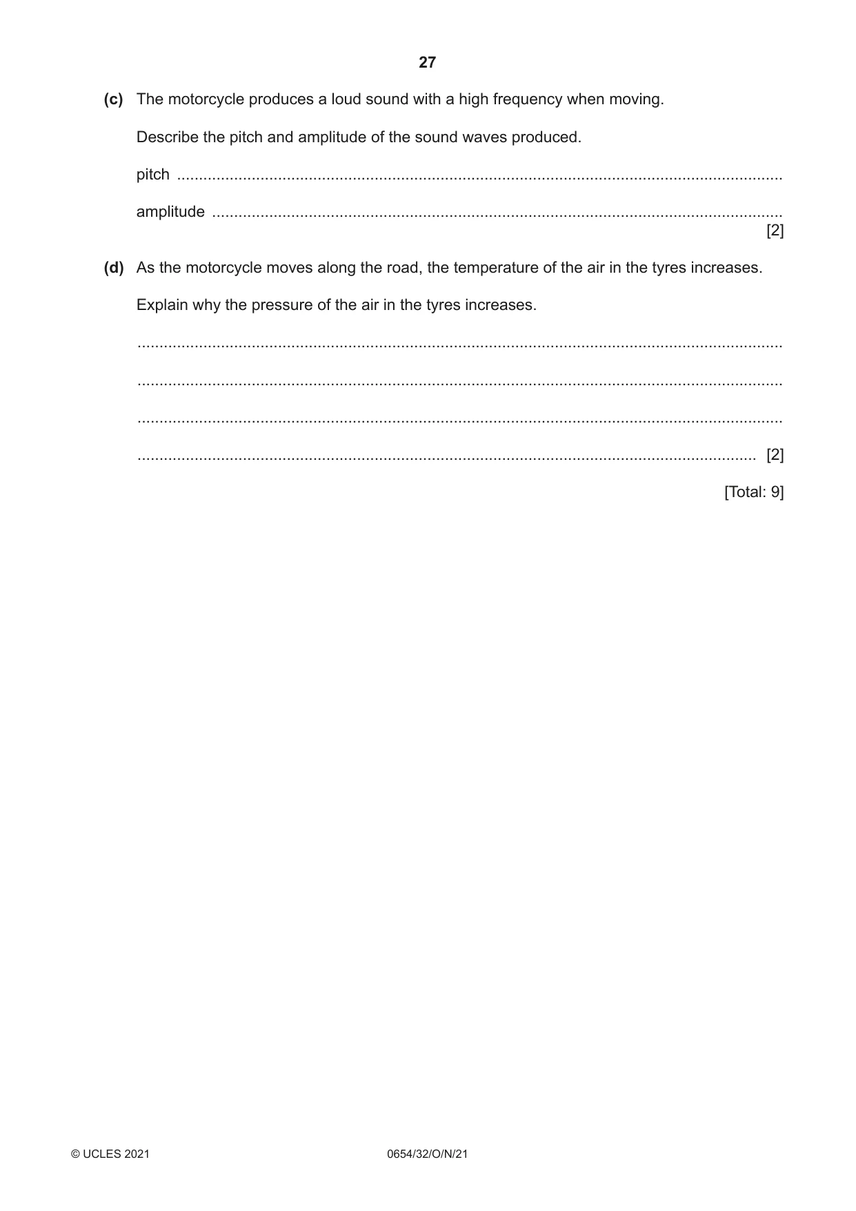 Cambridge IGCSE Sciences - Co-ordinated (Double) 0654 2021 Oct/Nov Paper 3 · Variant 2 question paper, page 27 of 28