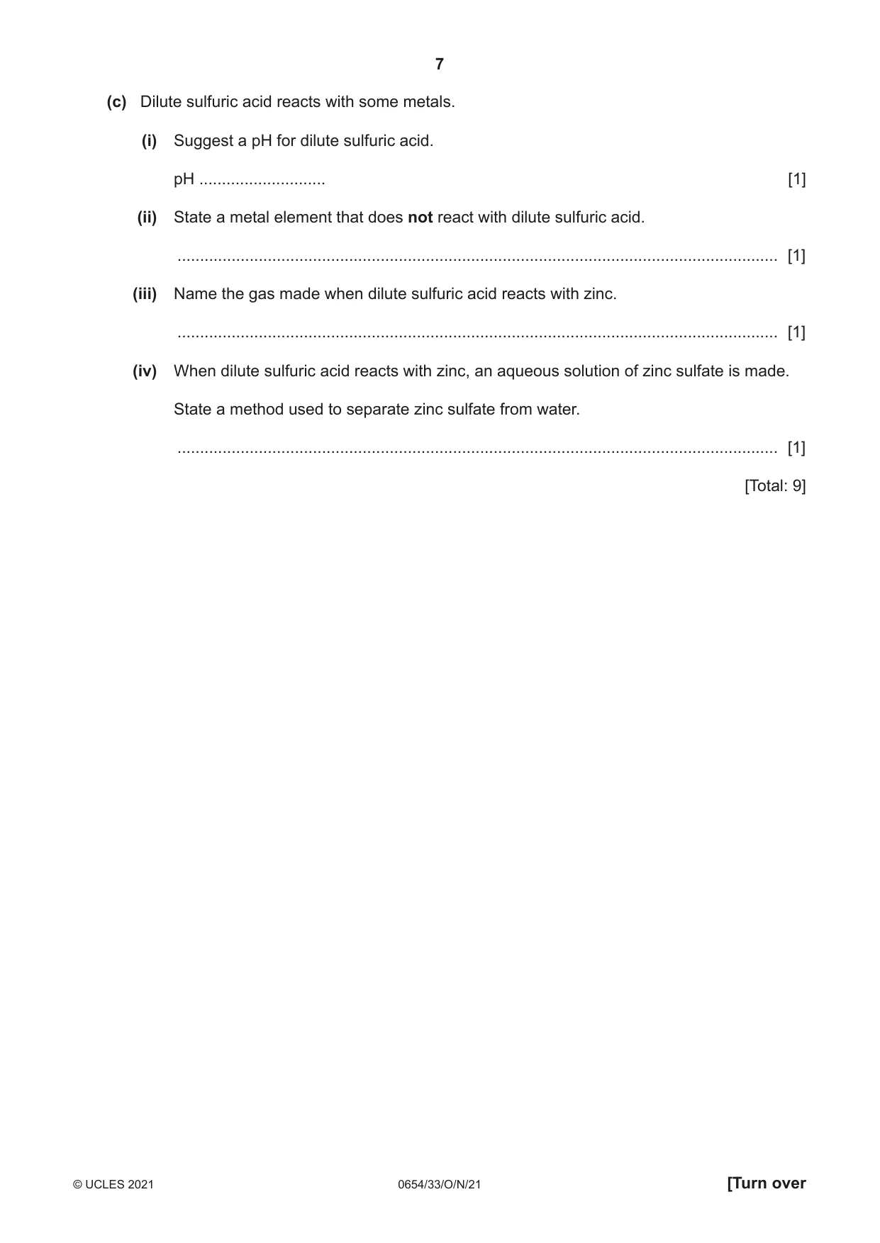 Cambridge IGCSE Sciences - Co-ordinated (Double) 0654 2021 Oct/Nov Paper 3 · Variant 3 question paper, page 7 of 28