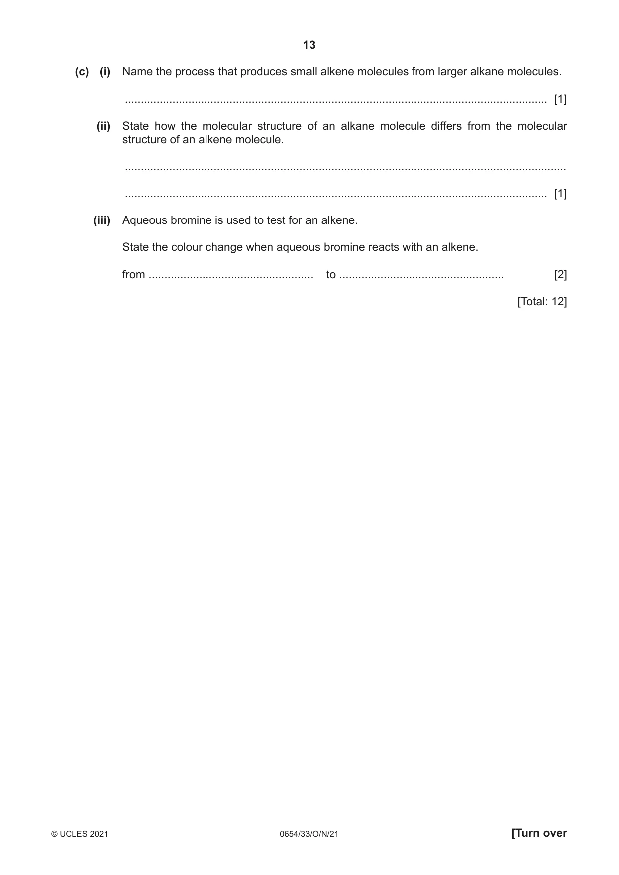 Cambridge IGCSE Sciences - Co-ordinated (Double) 0654 2021 Oct/Nov Paper 3 · Variant 3 question paper, page 13 of 28