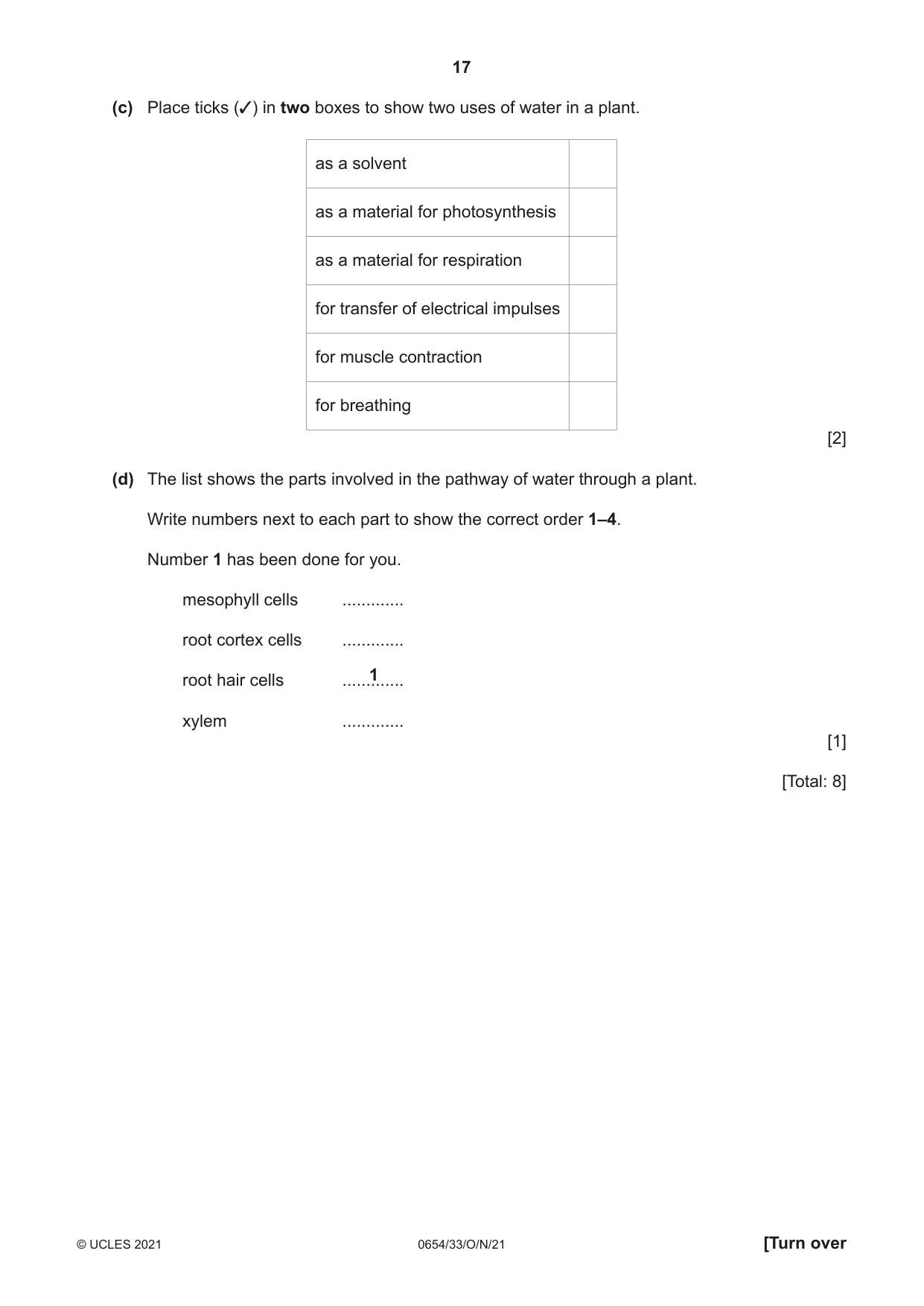 Cambridge IGCSE Sciences - Co-ordinated (Double) 0654 2021 Oct/Nov Paper 3 · Variant 3 question paper, page 17 of 28