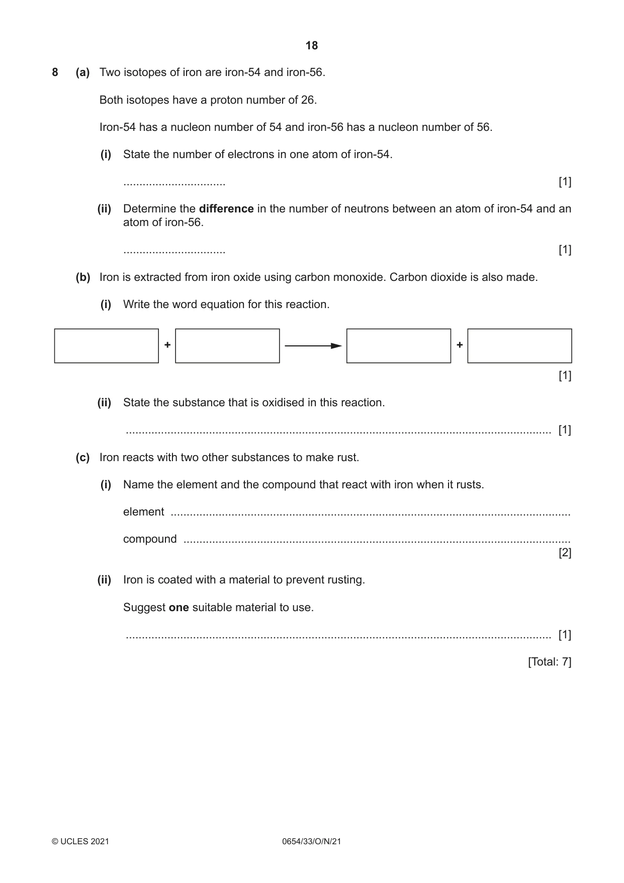 Cambridge IGCSE Sciences - Co-ordinated (Double) 0654 2021 Oct/Nov Paper 3 · Variant 3 question paper, page 18 of 28