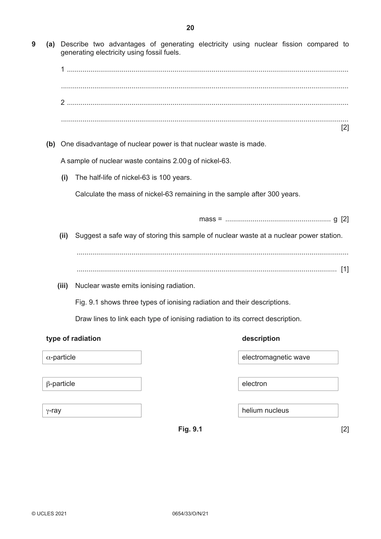 Cambridge IGCSE Sciences - Co-ordinated (Double) 0654 2021 Oct/Nov Paper 3 · Variant 3 question paper, page 20 of 28