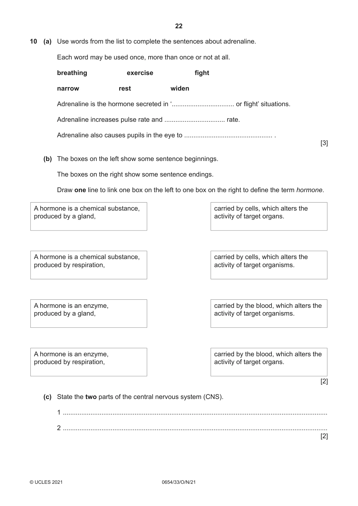 Cambridge IGCSE Sciences - Co-ordinated (Double) 0654 2021 Oct/Nov Paper 3 · Variant 3 question paper, page 22 of 28
