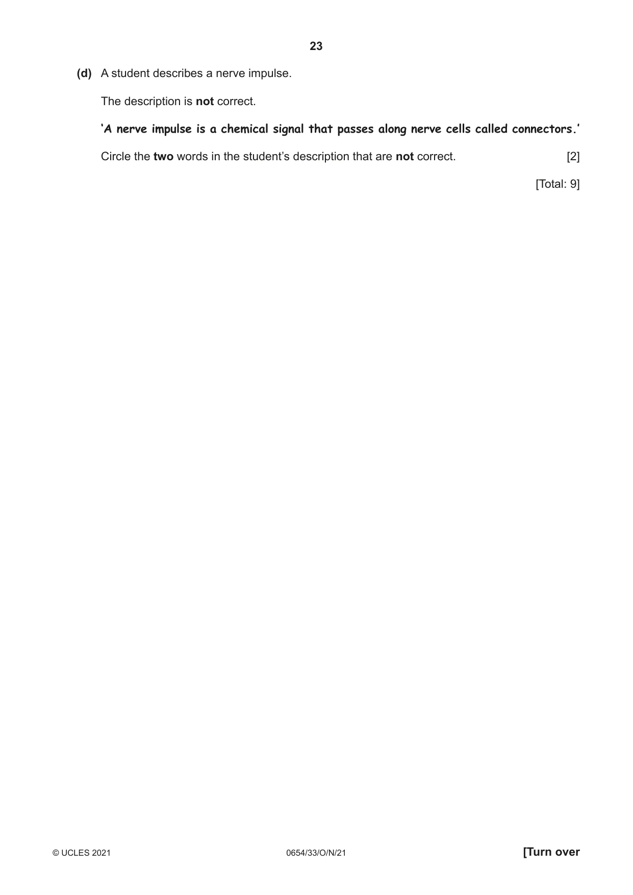 Cambridge IGCSE Sciences - Co-ordinated (Double) 0654 2021 Oct/Nov Paper 3 · Variant 3 question paper, page 23 of 28