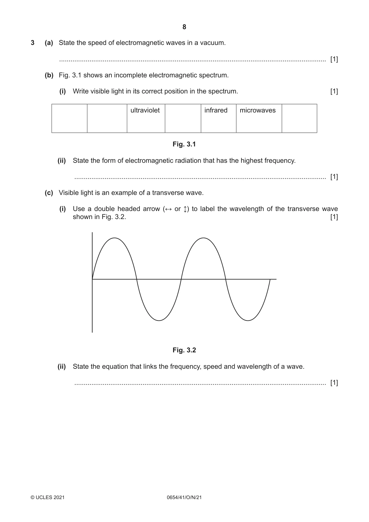 Cambridge IGCSE Sciences - Co-ordinated (Double) 0654 2021 Oct/Nov Paper 4 · Variant 1 question paper, page 8 of 28