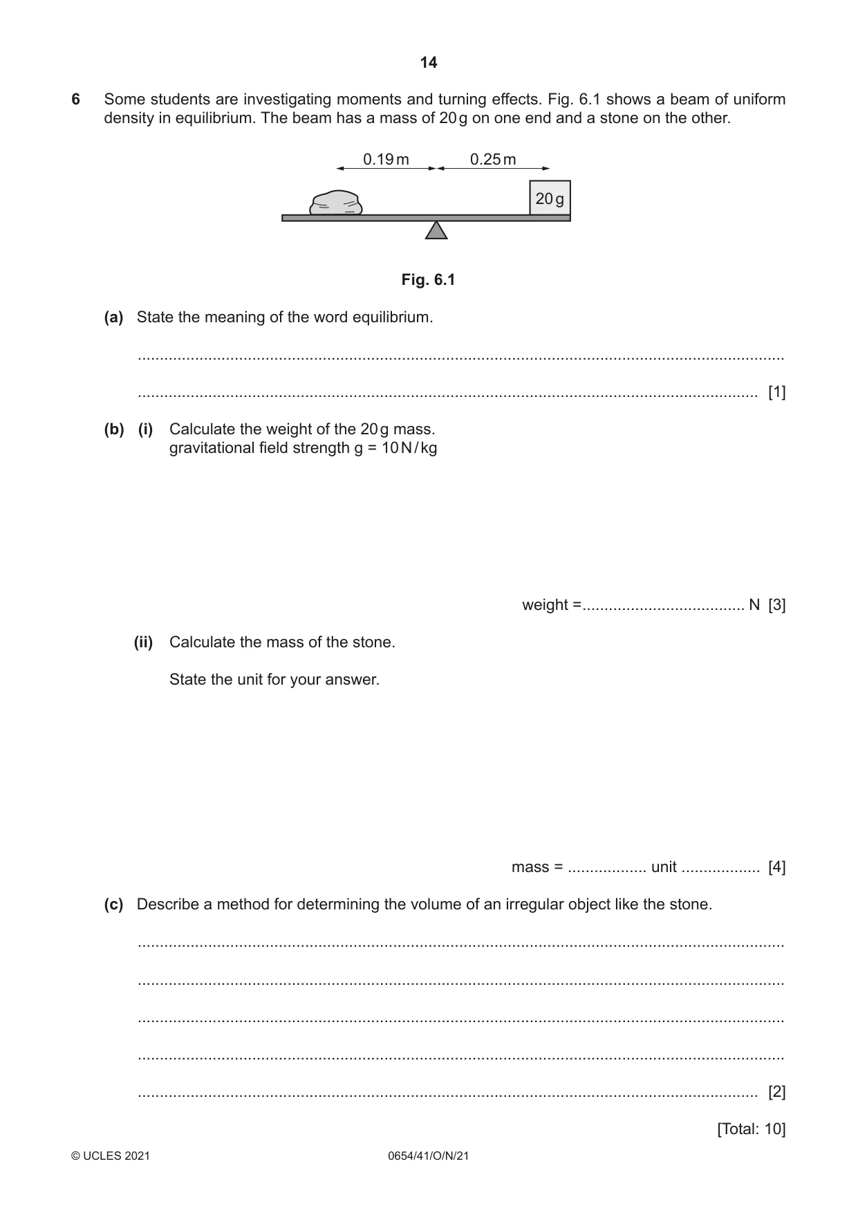 Cambridge IGCSE Sciences - Co-ordinated (Double) 0654 2021 Oct/Nov Paper 4 · Variant 1 question paper, page 14 of 28