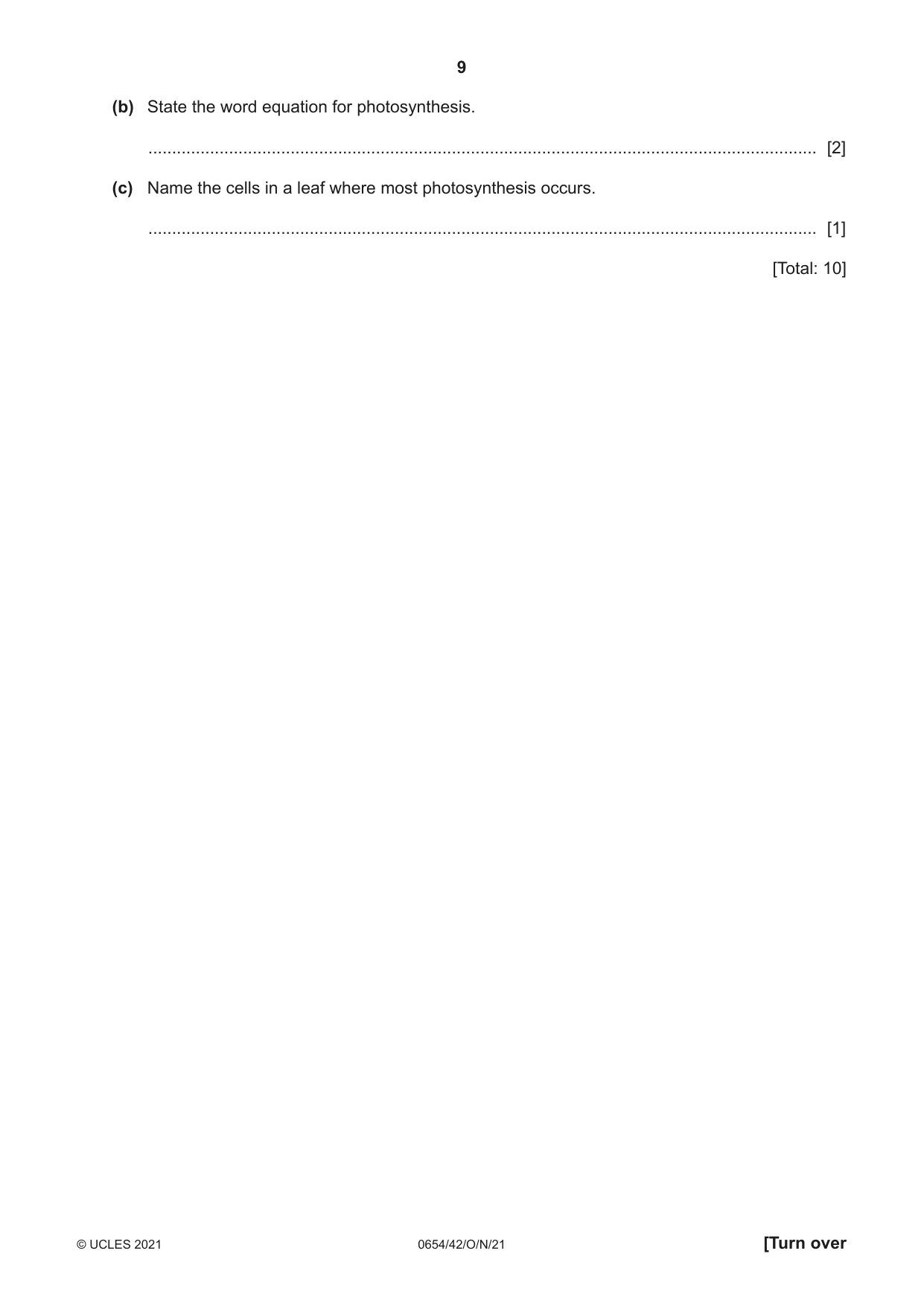 Cambridge IGCSE Sciences - Co-ordinated (Double) 0654 2021 Oct/Nov Paper 4 · Variant 2 question paper, page 9 of 28