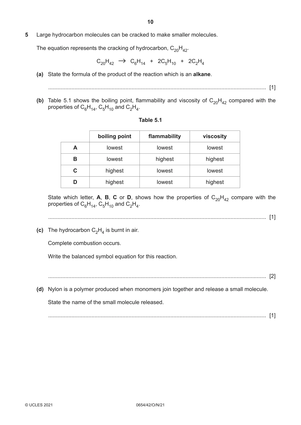 Cambridge IGCSE Sciences - Co-ordinated (Double) 0654 2021 Oct/Nov Paper 4 · Variant 2 question paper, page 10 of 28