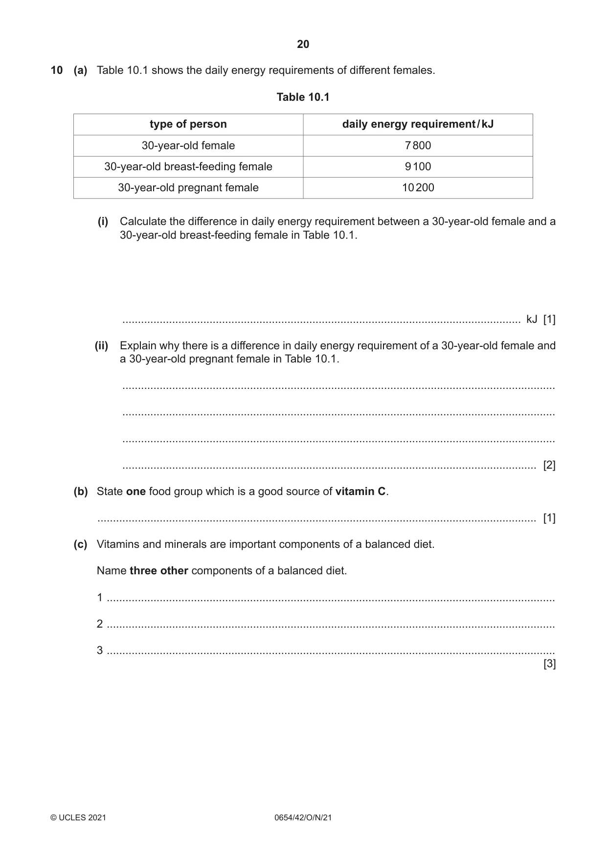 Cambridge IGCSE Sciences - Co-ordinated (Double) 0654 2021 Oct/Nov Paper 4 · Variant 2 question paper, page 20 of 28