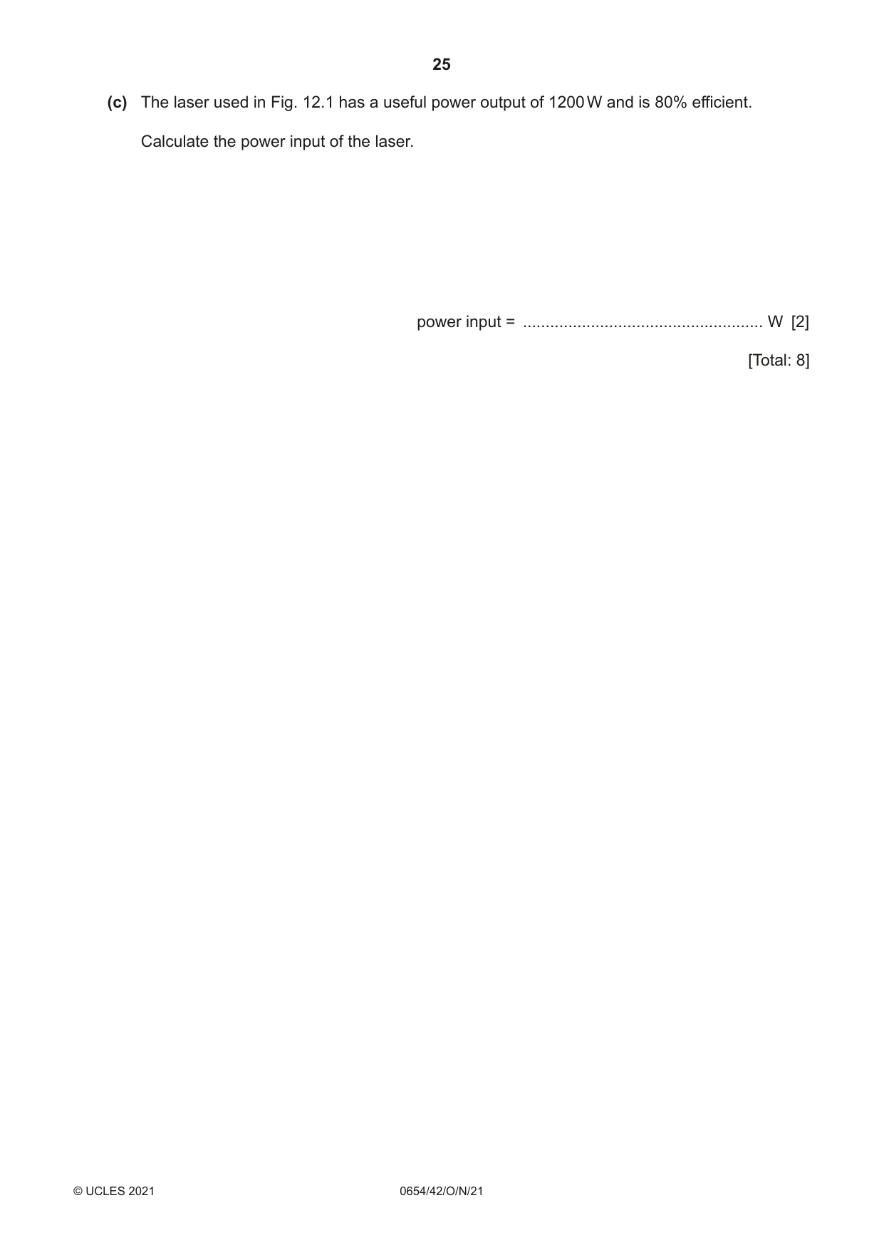 Cambridge IGCSE Sciences - Co-ordinated (Double) 0654 2021 Oct/Nov Paper 4 · Variant 2 question paper, page 25 of 28