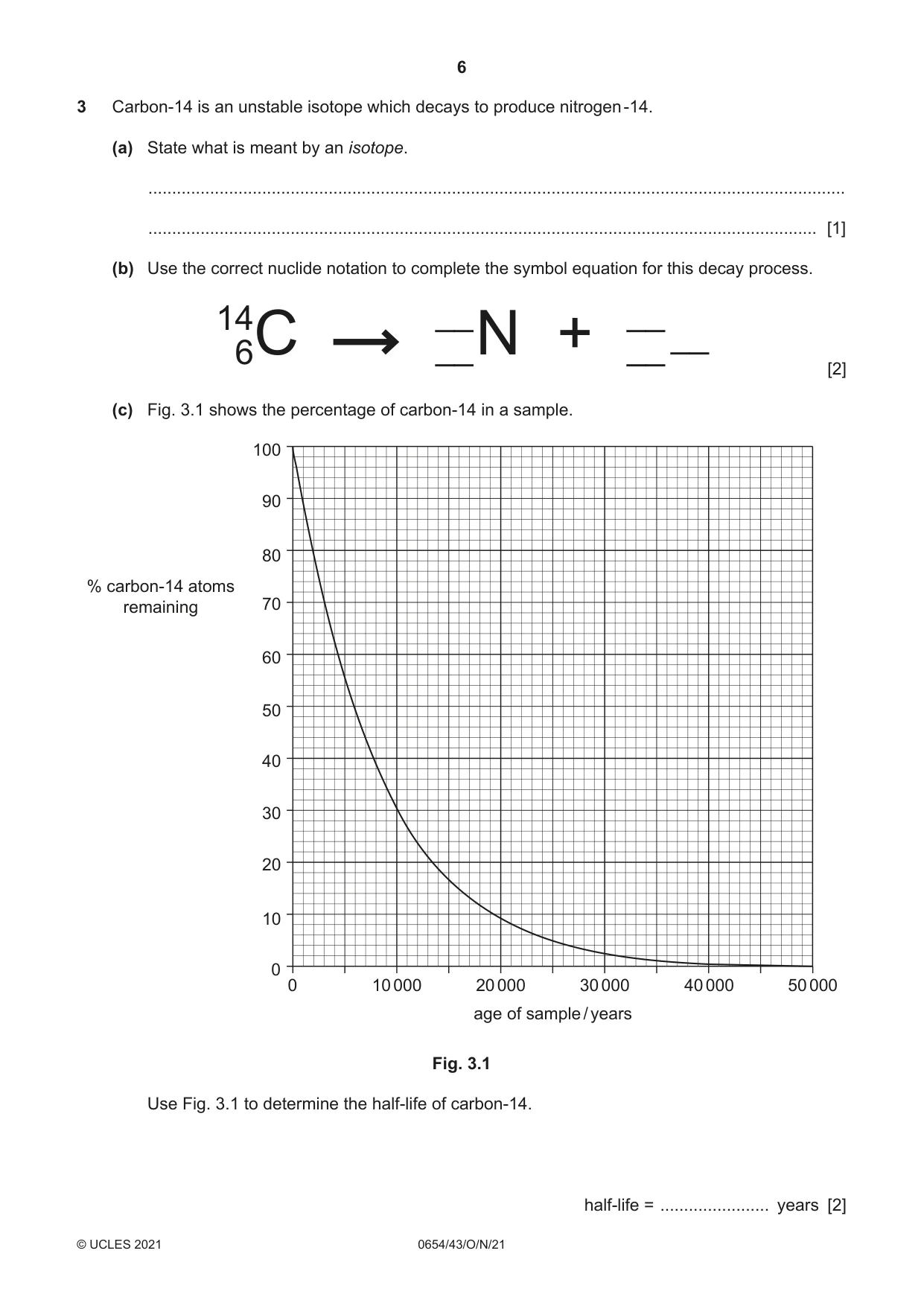 Cambridge IGCSE Sciences - Co-ordinated (Double) 0654 2021 Oct/Nov Paper 4 · Variant 3 question paper, page 6 of 28