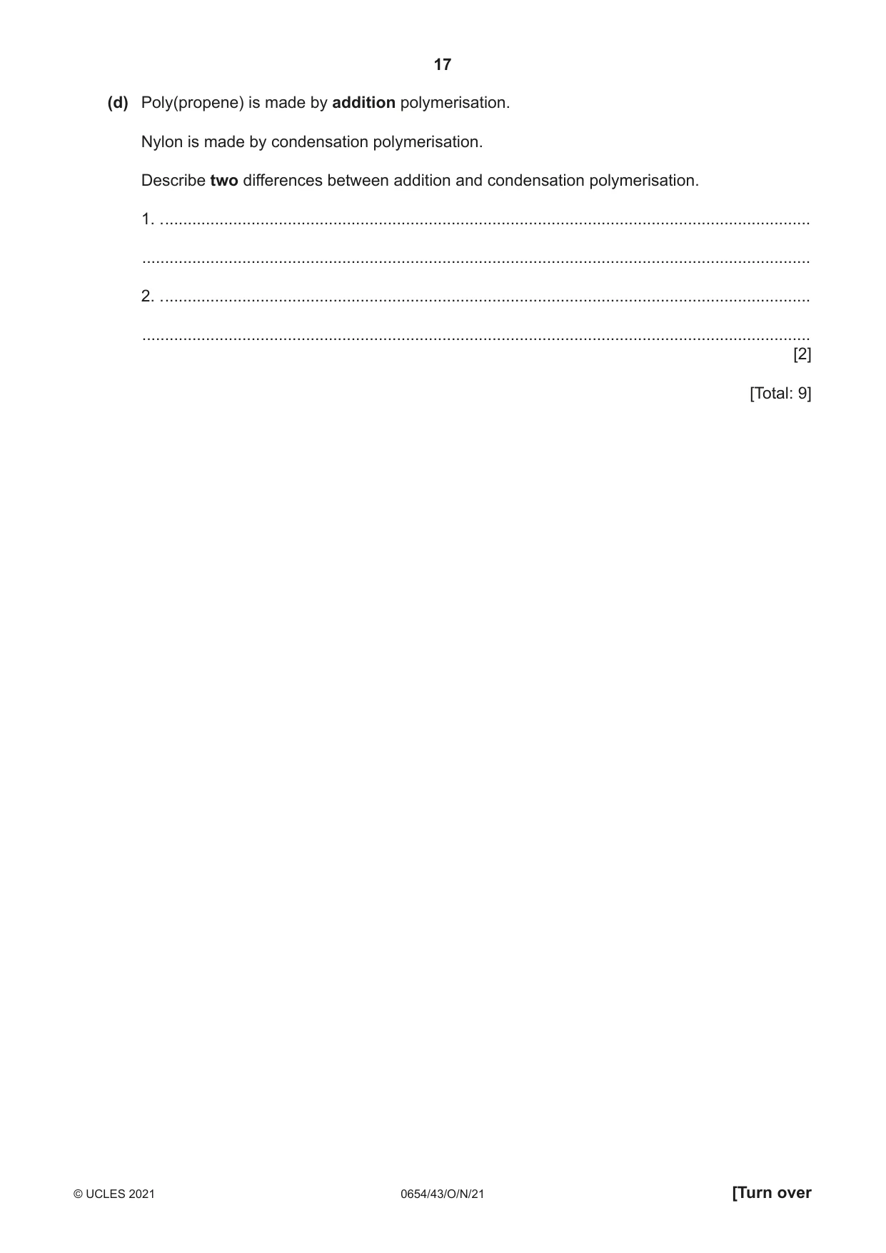 Cambridge IGCSE Sciences - Co-ordinated (Double) 0654 2021 Oct/Nov Paper 4 · Variant 3 question paper, page 17 of 28