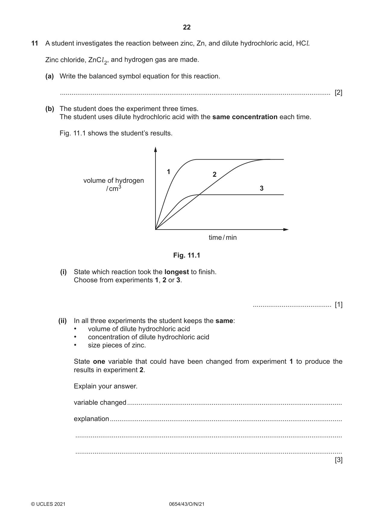 Cambridge IGCSE Sciences - Co-ordinated (Double) 0654 2021 Oct/Nov Paper 4 · Variant 3 question paper, page 22 of 28