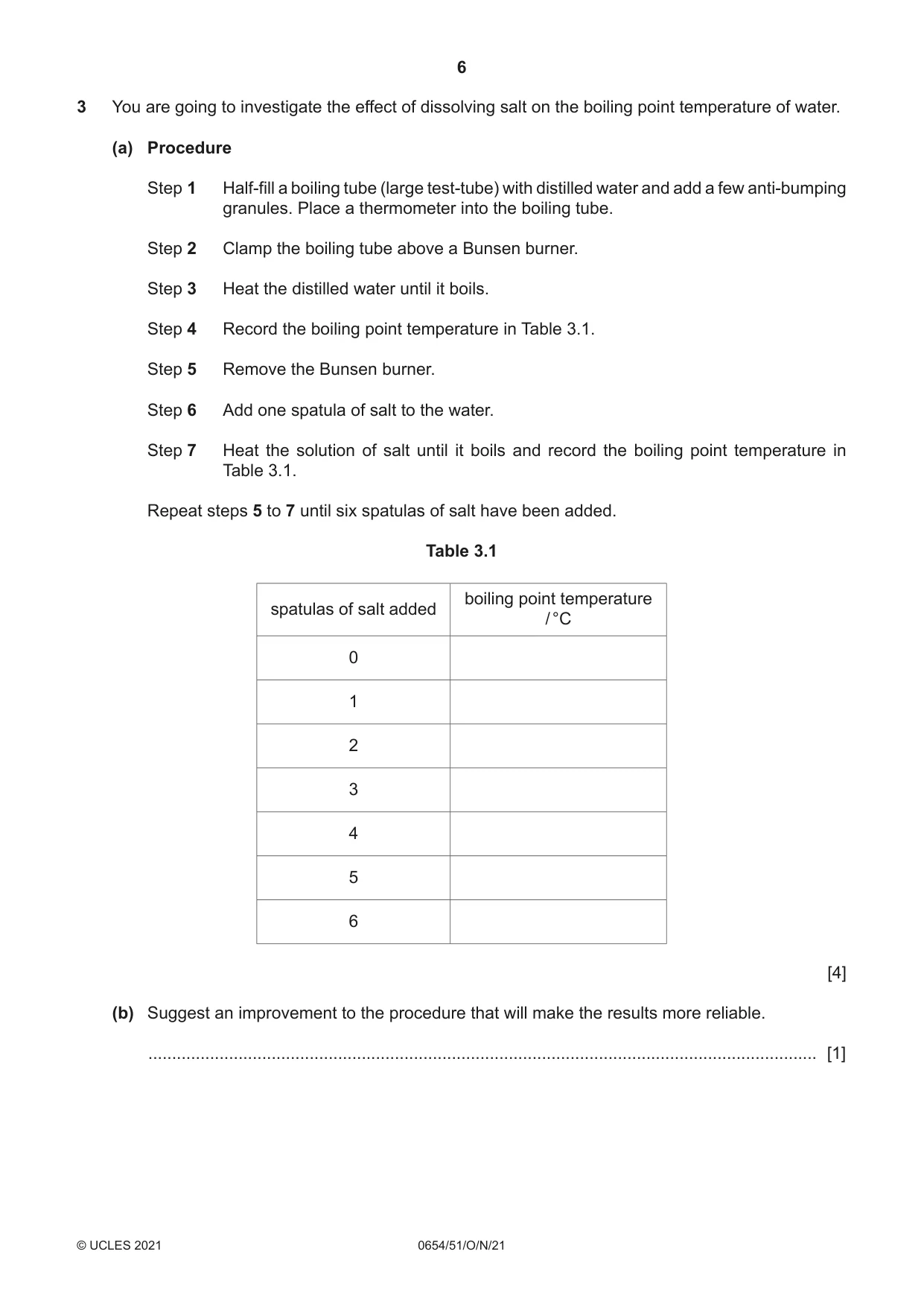 Cambridge IGCSE Sciences - Co-ordinated (Double) 0654 2021 Oct/Nov Paper 5 · Variant 1 question paper, page 6 of 16