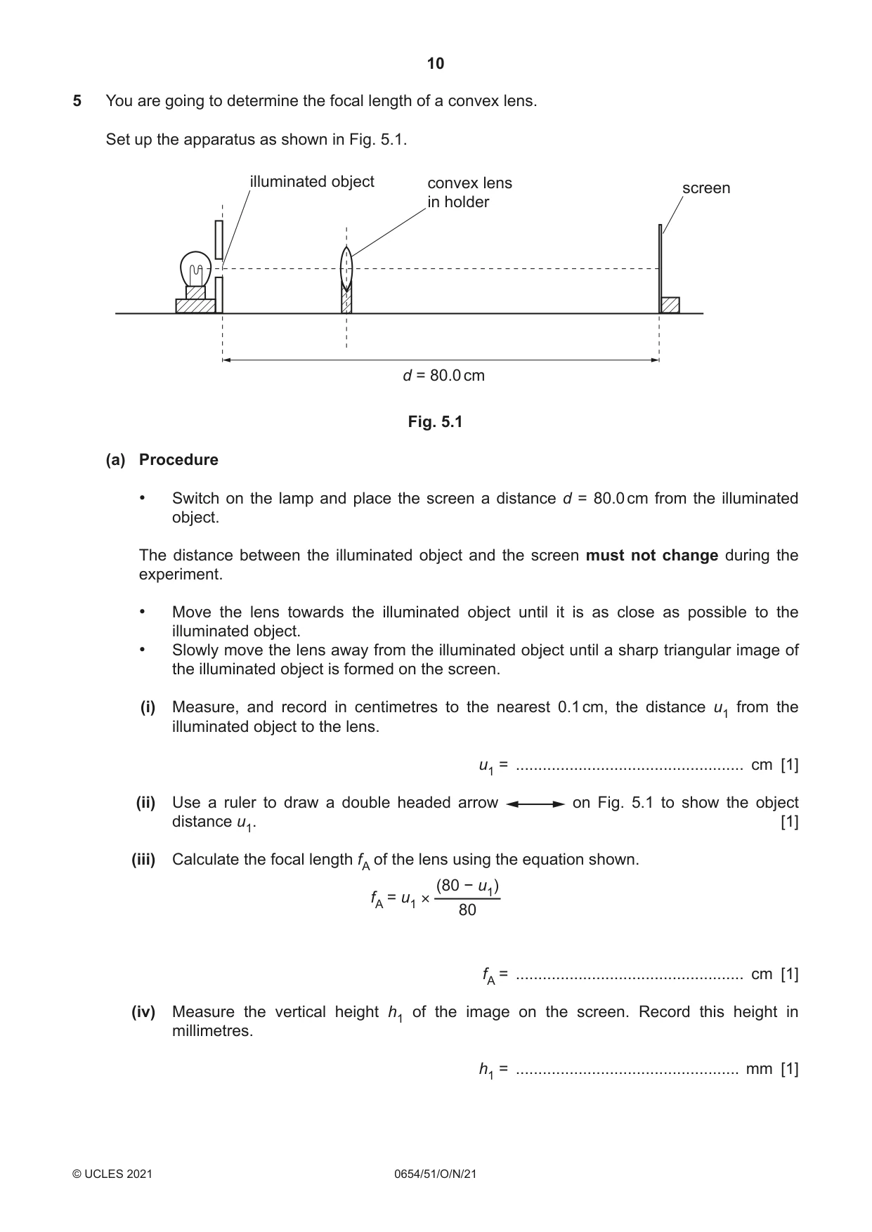 Cambridge IGCSE Sciences - Co-ordinated (Double) 0654 2021 Oct/Nov Paper 5 · Variant 1 question paper, page 10 of 16