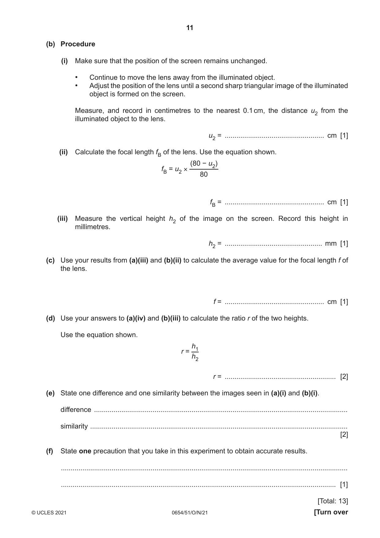 Cambridge IGCSE Sciences - Co-ordinated (Double) 0654 2021 Oct/Nov Paper 5 · Variant 1 question paper, page 11 of 16
