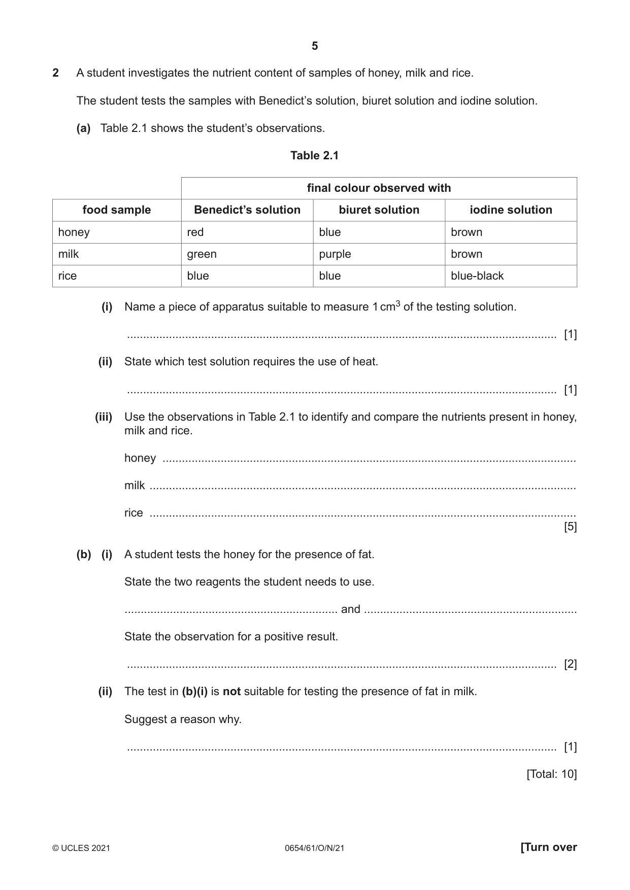 Cambridge IGCSE Sciences - Co-ordinated (Double) 0654 2021 Oct/Nov Paper 6 · Variant 1 question paper, page 5 of 20