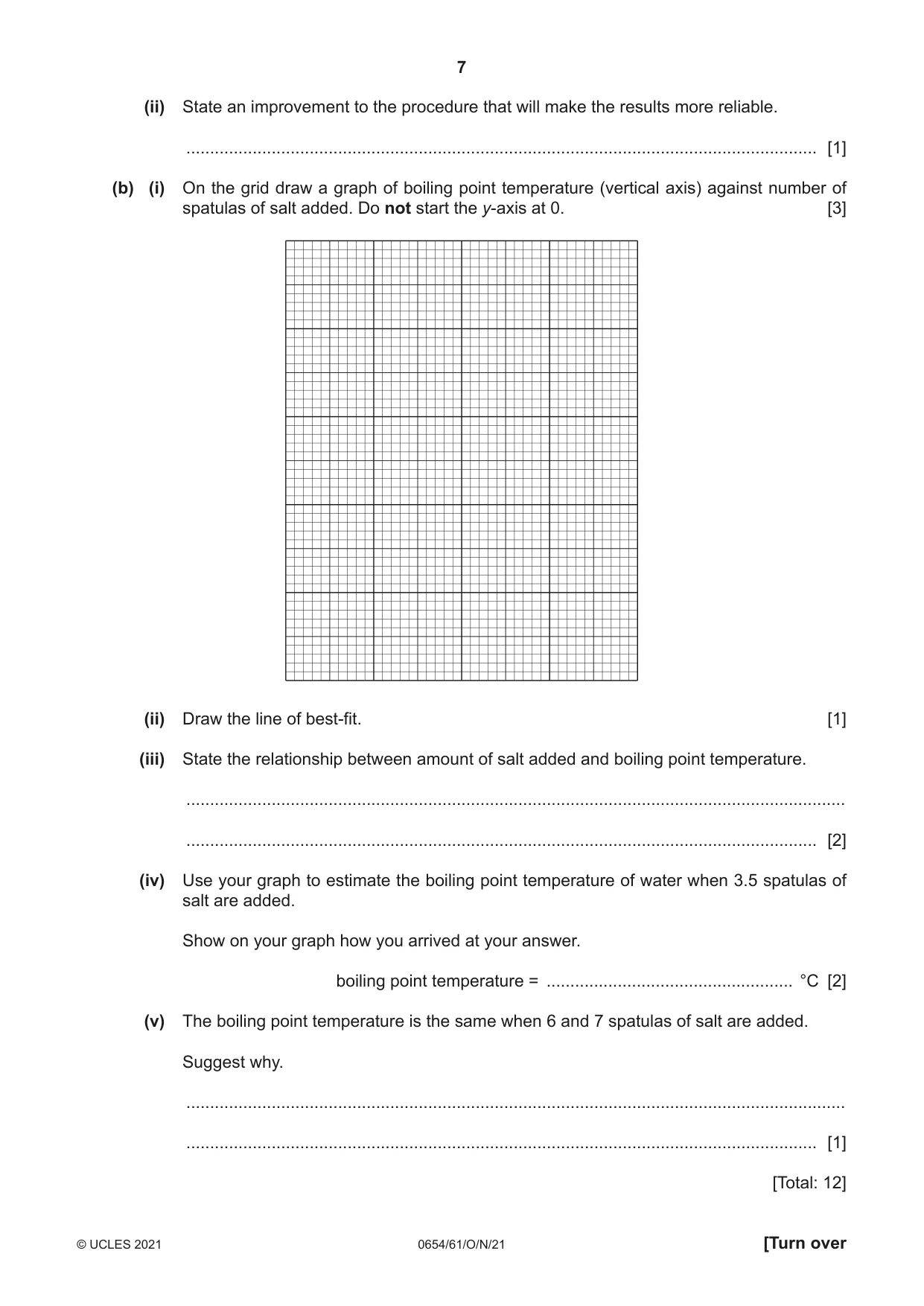 Cambridge IGCSE Sciences - Co-ordinated (Double) 0654 2021 Oct/Nov Paper 6 · Variant 1 question paper, page 7 of 20