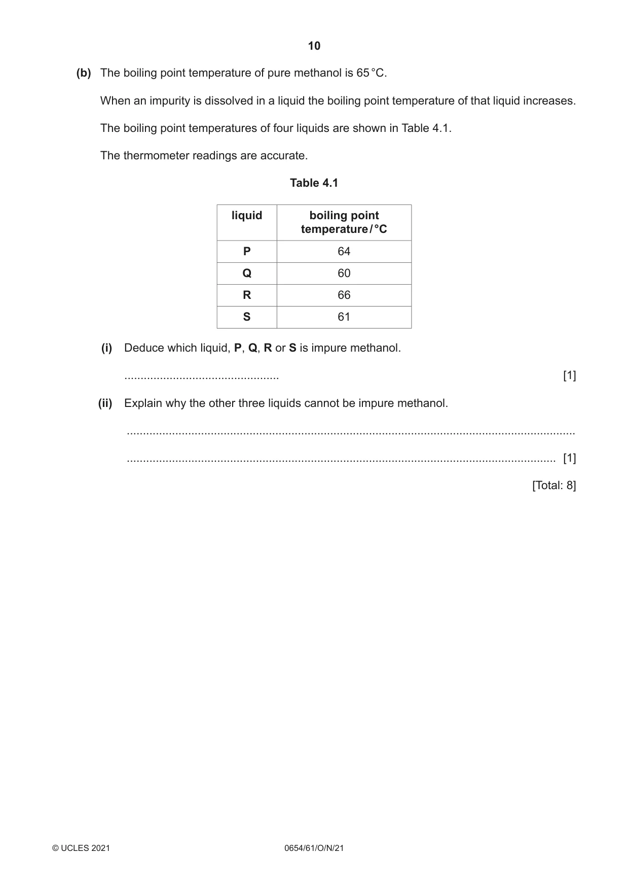 Cambridge IGCSE Sciences - Co-ordinated (Double) 0654 2021 Oct/Nov Paper 6 · Variant 1 question paper, page 10 of 20