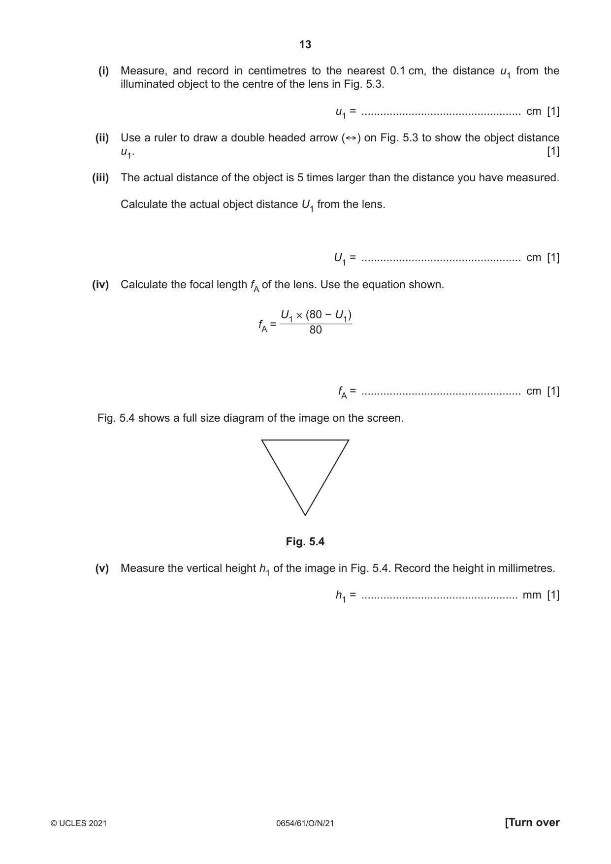 Cambridge IGCSE Sciences - Co-ordinated (Double) 0654 2021 Oct/Nov Paper 6 · Variant 1 question paper, page 13 of 20