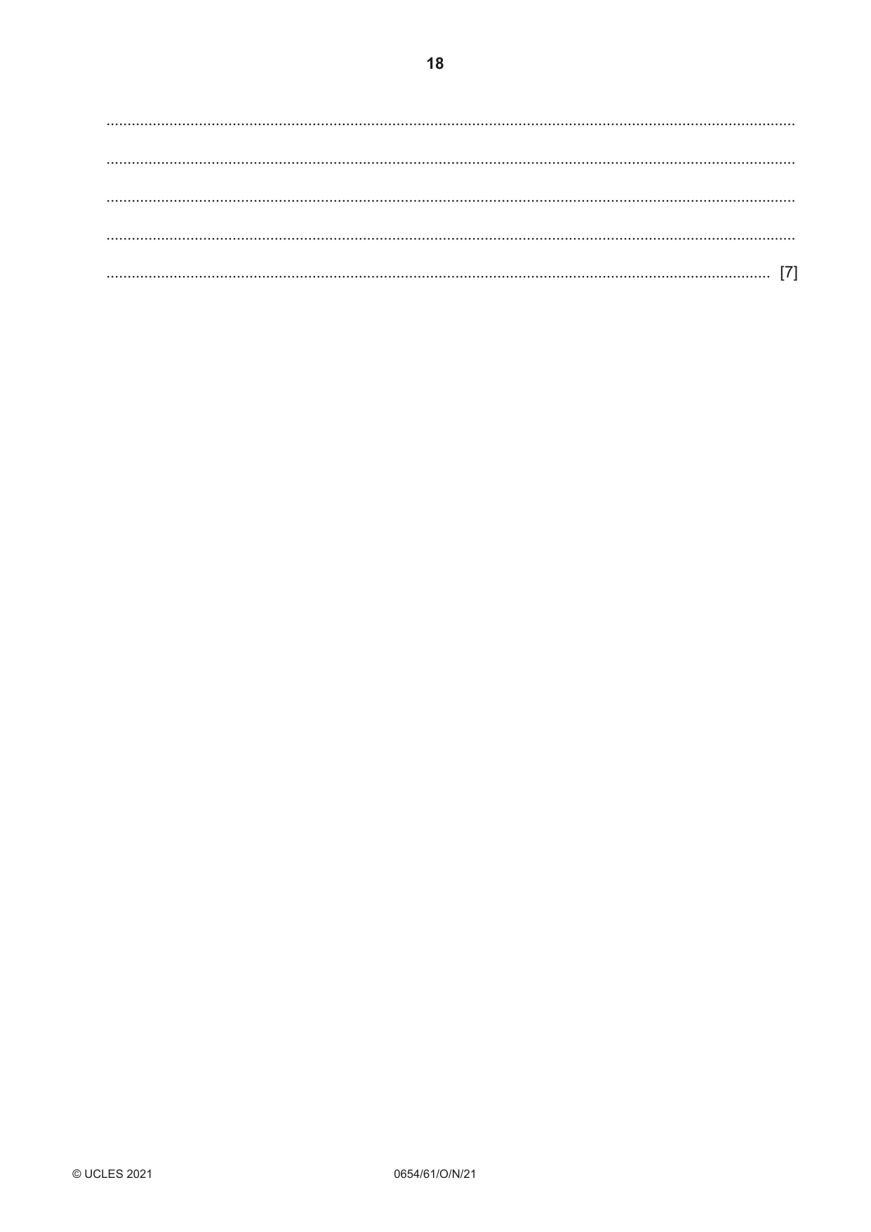 Cambridge IGCSE Sciences - Co-ordinated (Double) 0654 2021 Oct/Nov Paper 6 · Variant 1 question paper, page 18 of 20
