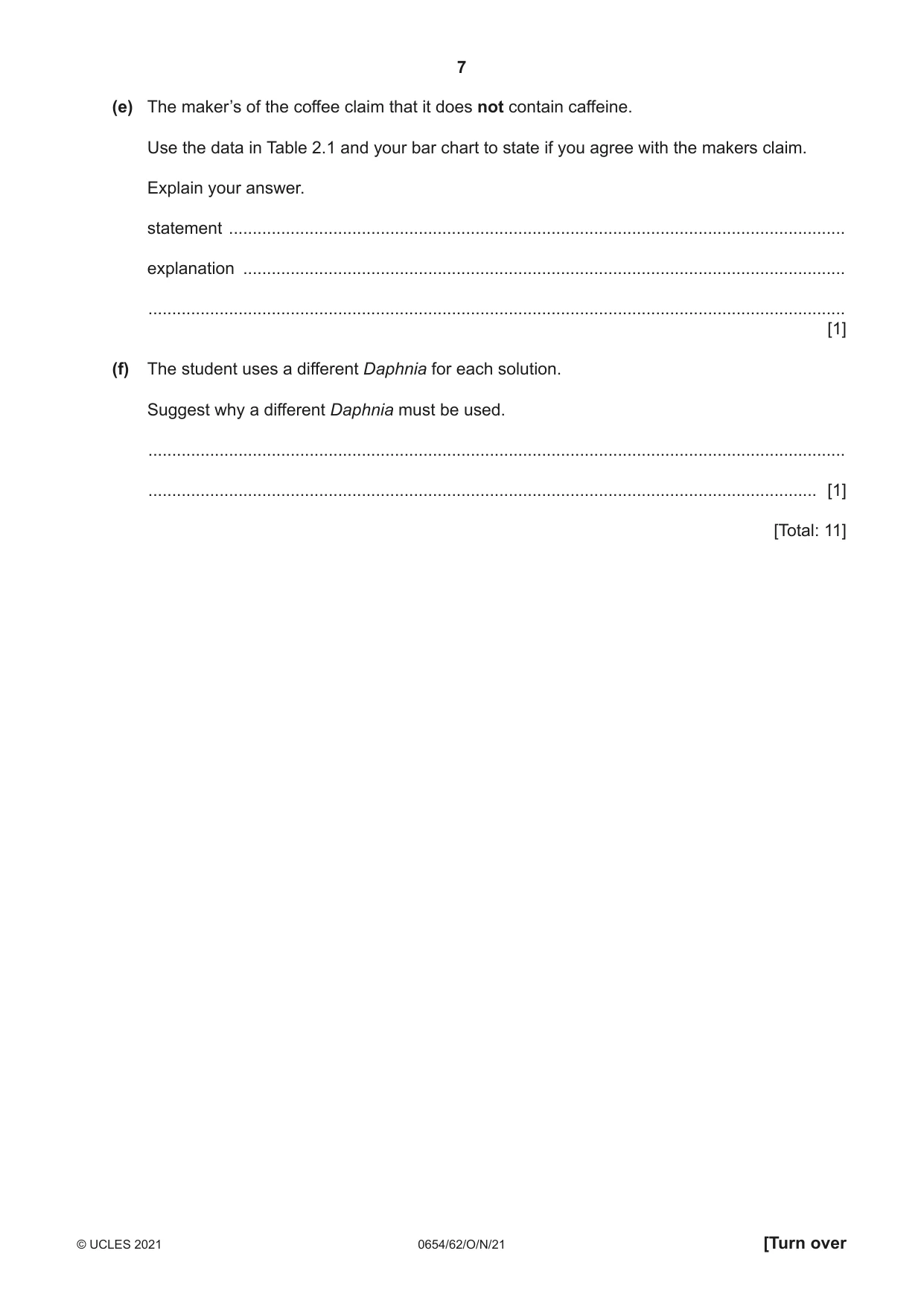 Cambridge IGCSE Sciences - Co-ordinated (Double) 0654 2021 Oct/Nov Paper 6 · Variant 2 question paper, page 7 of 20