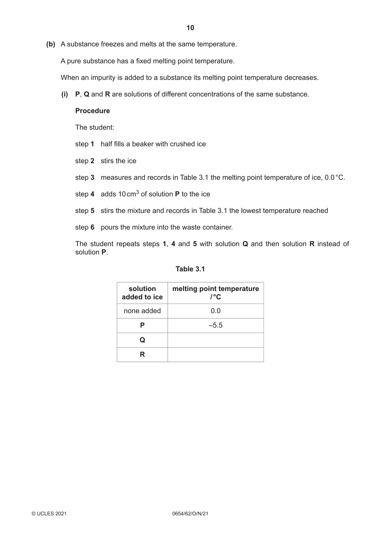 Cambridge IGCSE Sciences - Co-ordinated (Double) 0654 2021 Oct/Nov Paper 6 · Variant 2 question paper, page 10 of 20