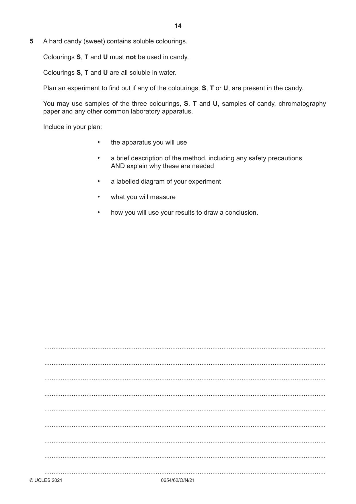 Cambridge IGCSE Sciences - Co-ordinated (Double) 0654 2021 Oct/Nov Paper 6 · Variant 2 question paper, page 14 of 20