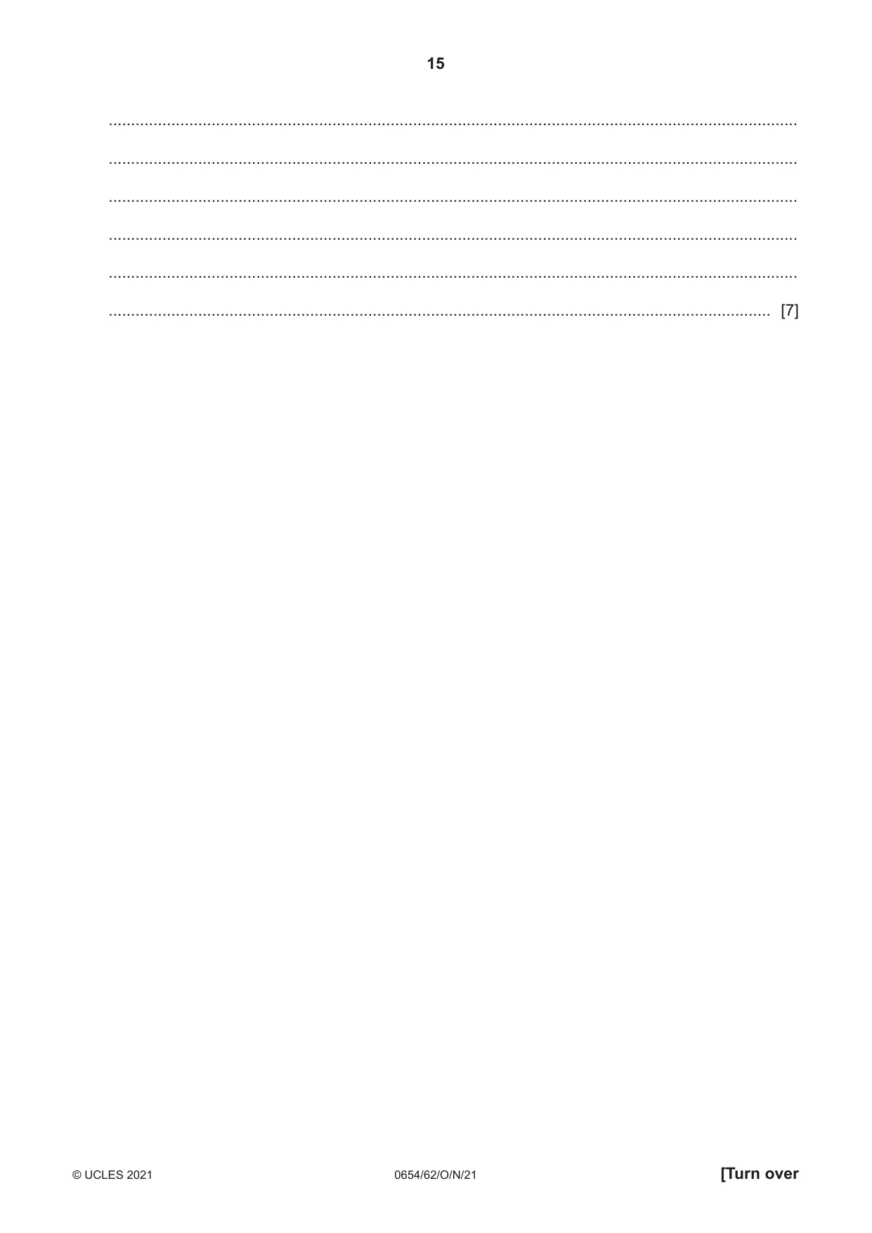 Cambridge IGCSE Sciences - Co-ordinated (Double) 0654 2021 Oct/Nov Paper 6 · Variant 2 question paper, page 15 of 20
