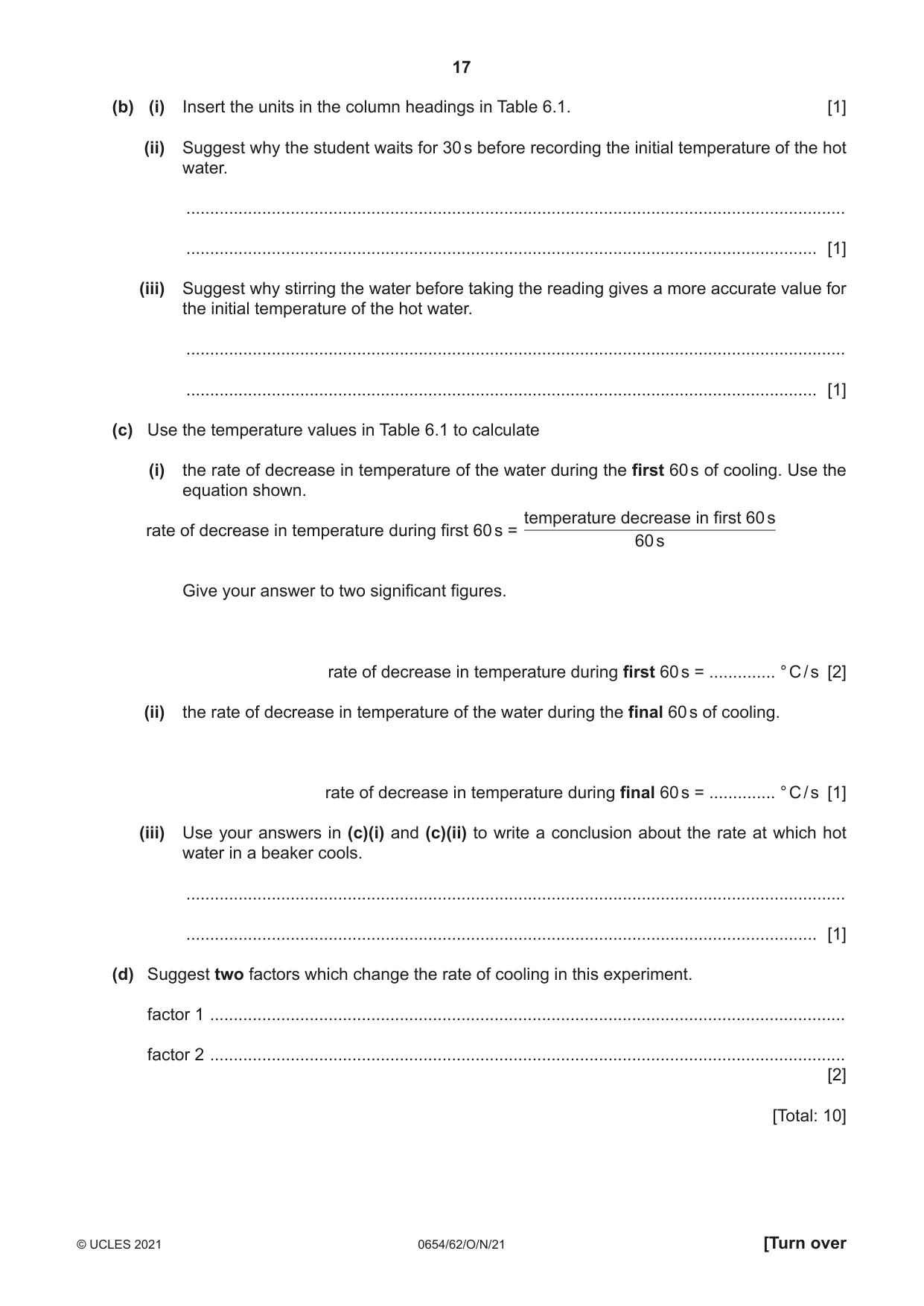 Cambridge IGCSE Sciences - Co-ordinated (Double) 0654 2021 Oct/Nov Paper 6 · Variant 2 question paper, page 17 of 20