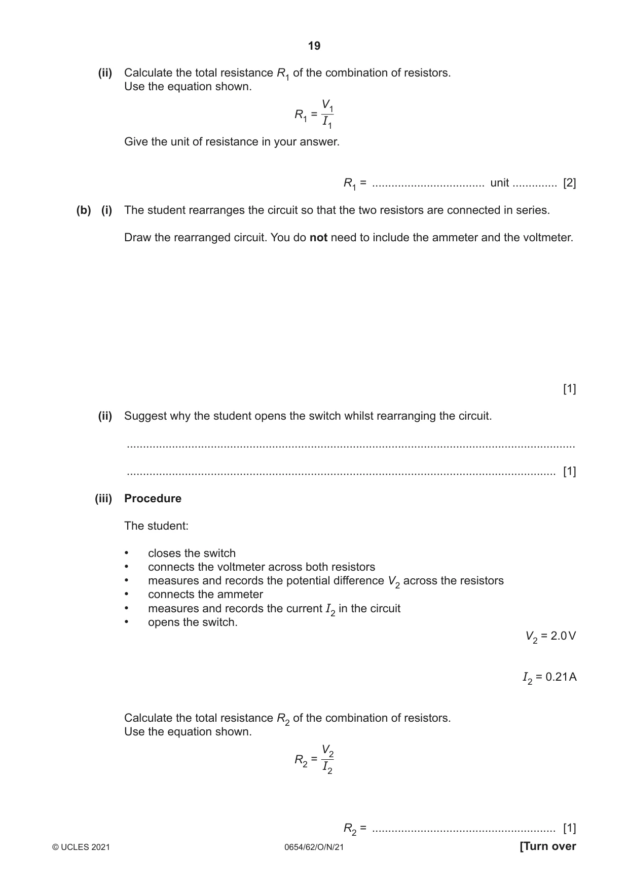 Cambridge IGCSE Sciences - Co-ordinated (Double) 0654 2021 Oct/Nov Paper 6 · Variant 2 question paper, page 19 of 20