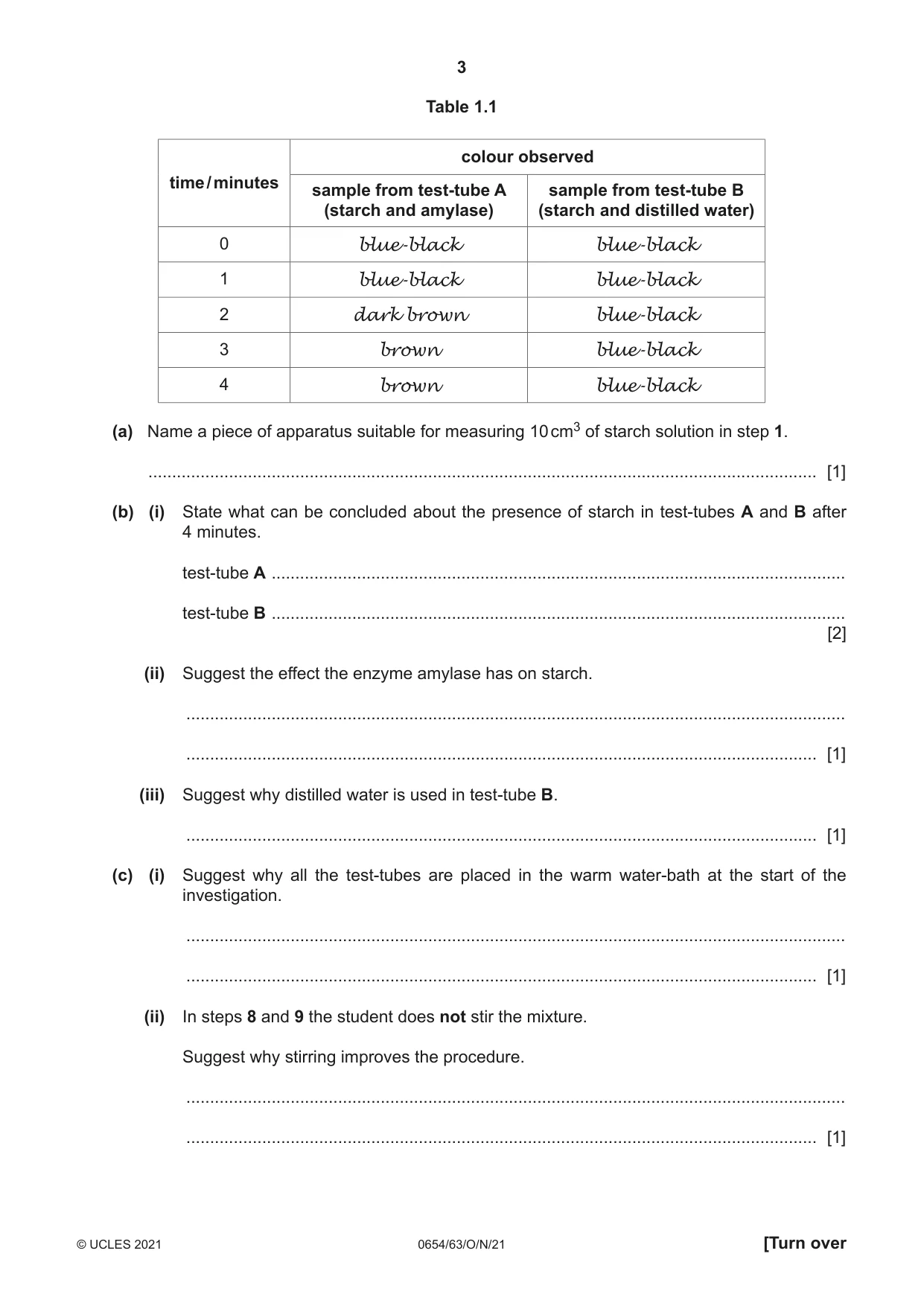 Cambridge IGCSE Sciences - Co-ordinated (Double) 0654 2021 Oct/Nov Paper 6 · Variant 3 question paper, page 3 of 20