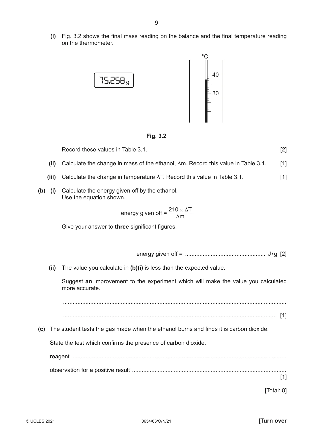 Cambridge IGCSE Sciences - Co-ordinated (Double) 0654 2021 Oct/Nov Paper 6 · Variant 3 question paper, page 9 of 20