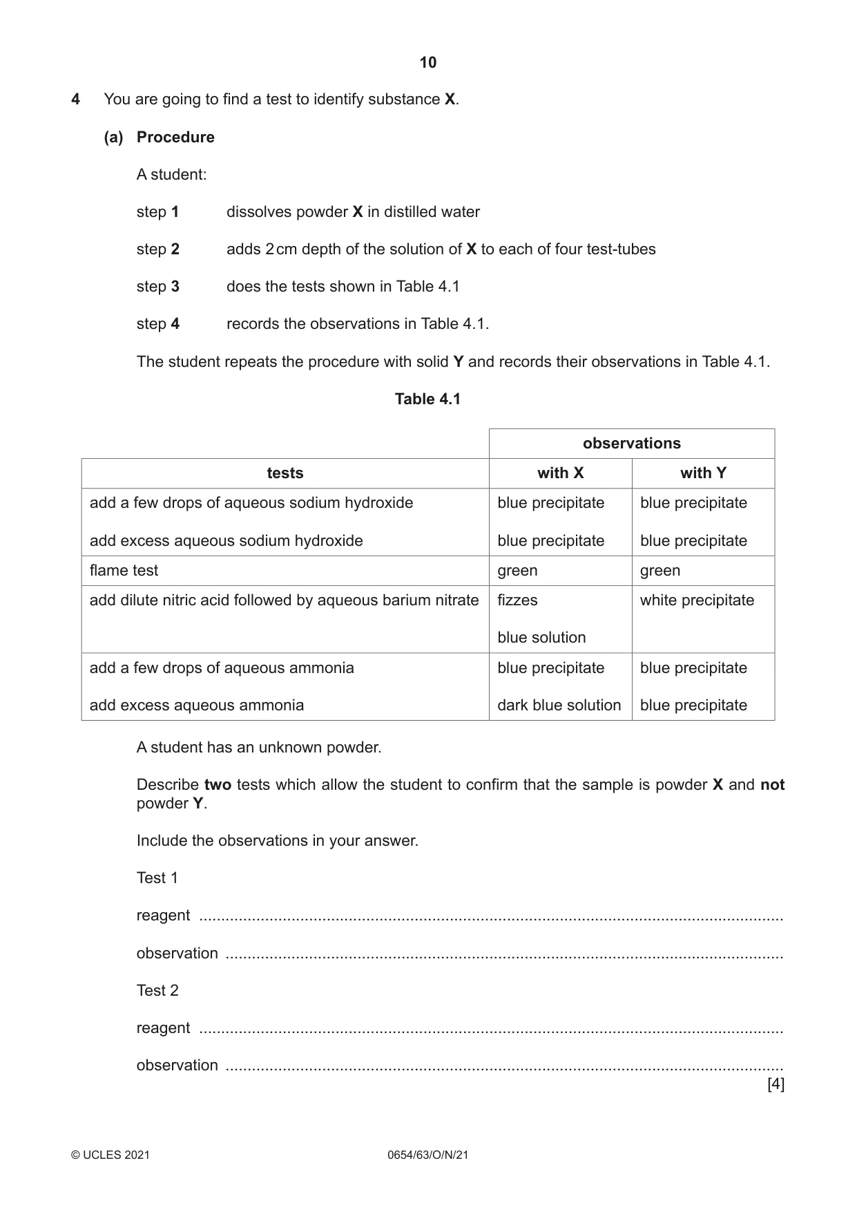 Cambridge IGCSE Sciences - Co-ordinated (Double) 0654 2021 Oct/Nov Paper 6 · Variant 3 question paper, page 10 of 20