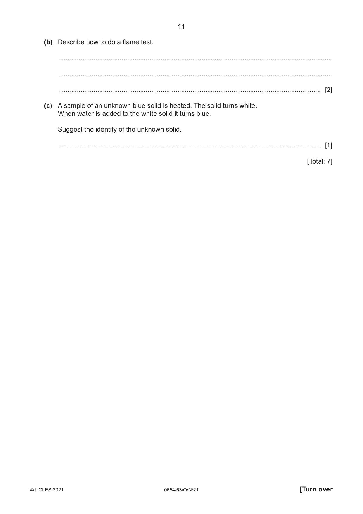 Cambridge IGCSE Sciences - Co-ordinated (Double) 0654 2021 Oct/Nov Paper 6 · Variant 3 question paper, page 11 of 20