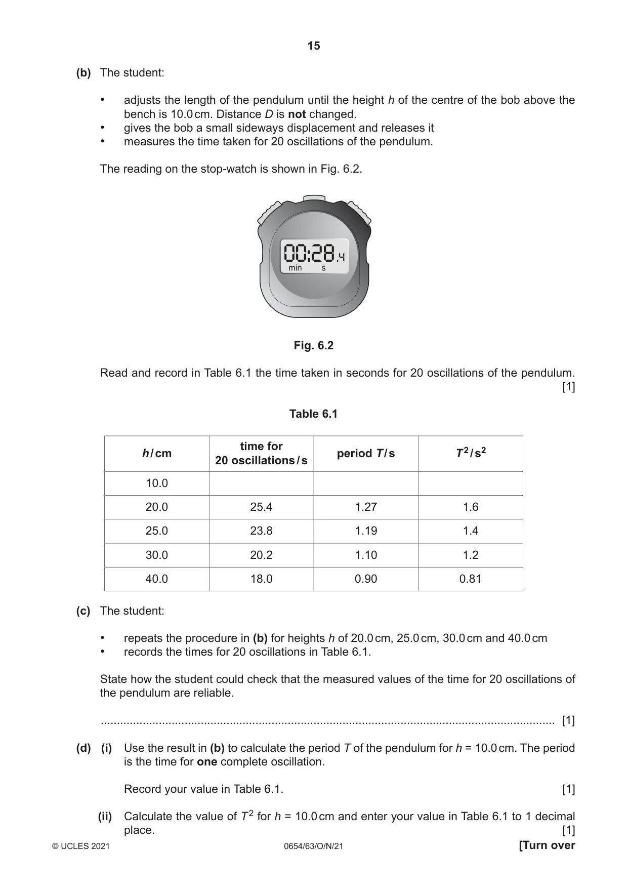 Cambridge IGCSE Sciences - Co-ordinated (Double) 0654 2021 Oct/Nov Paper 6 · Variant 3 question paper, page 15 of 20