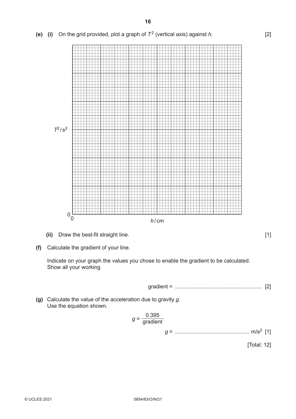 Cambridge IGCSE Sciences - Co-ordinated (Double) 0654 2021 Oct/Nov Paper 6 · Variant 3 question paper, page 16 of 20