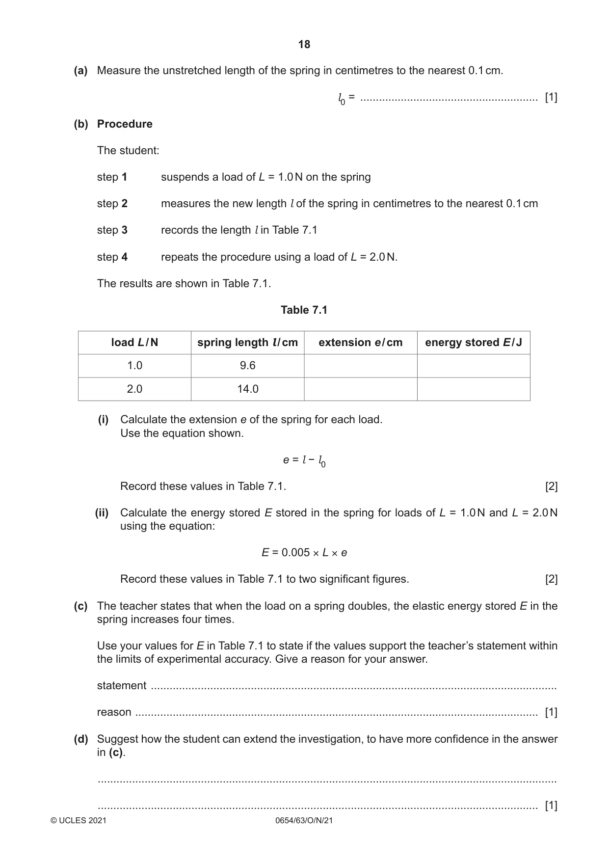 Cambridge IGCSE Sciences - Co-ordinated (Double) 0654 2021 Oct/Nov Paper 6 · Variant 3 question paper, page 18 of 20