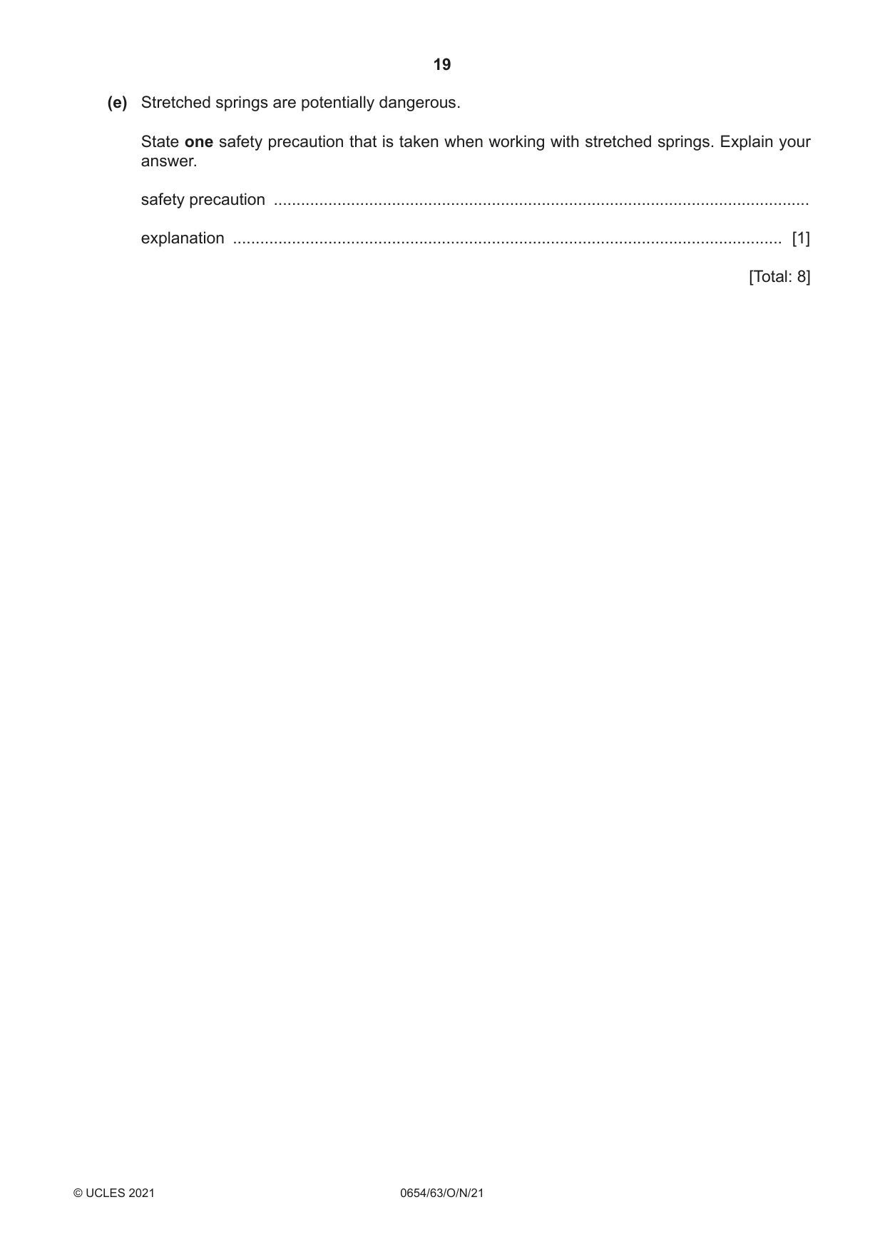 Cambridge IGCSE Sciences - Co-ordinated (Double) 0654 2021 Oct/Nov Paper 6 · Variant 3 question paper, page 19 of 20