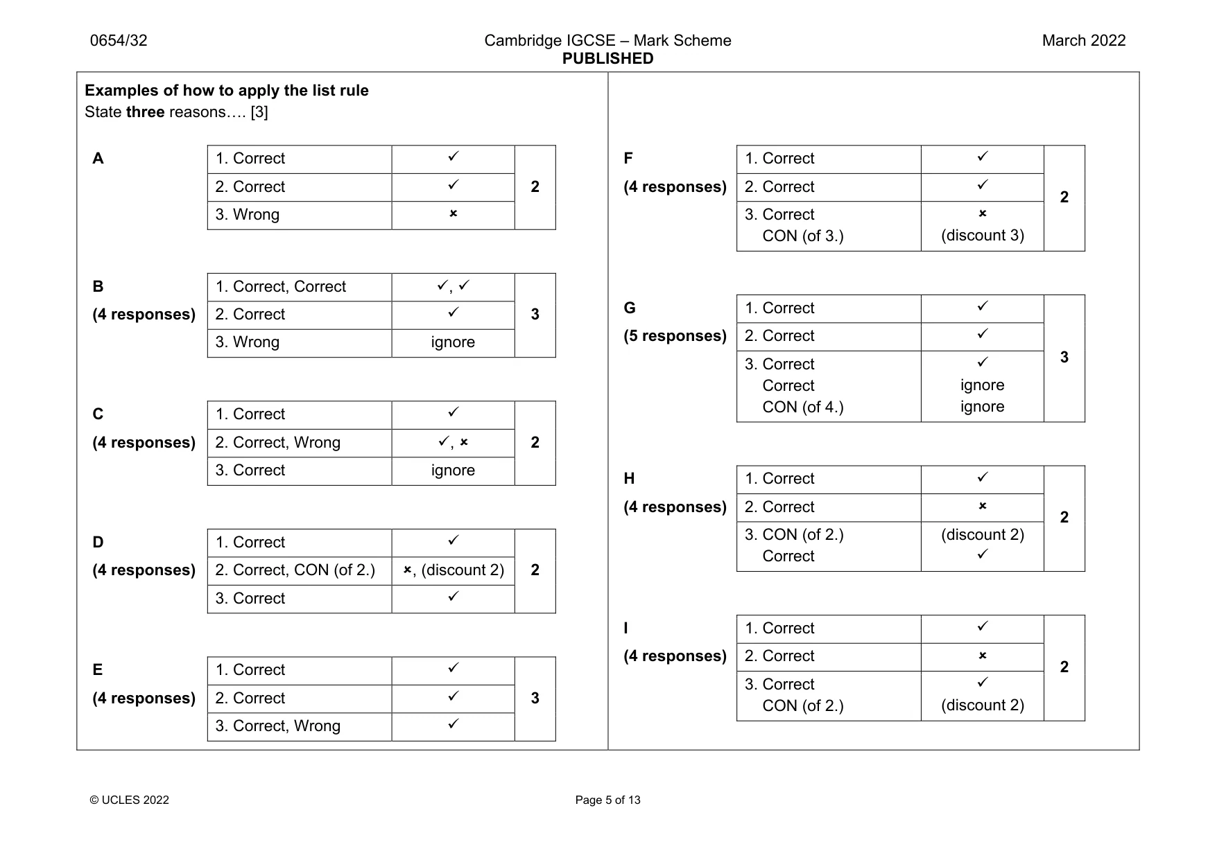Mark scheme, page 5 of 13