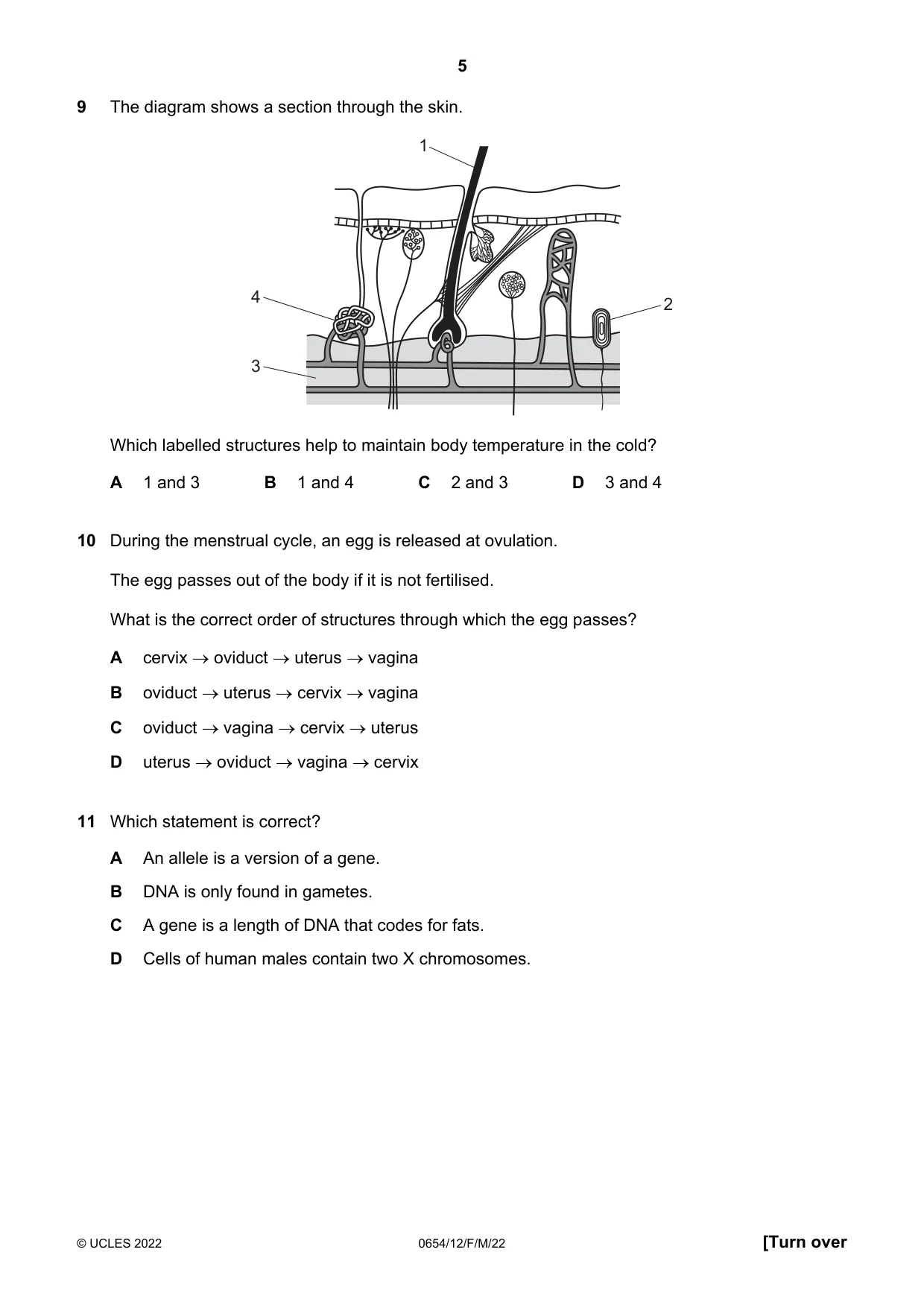 Cambridge IGCSE Sciences - Co-ordinated (Double) 0654 2022 Feb/March Paper 1 · Variant 2 question paper, page 5 of 20